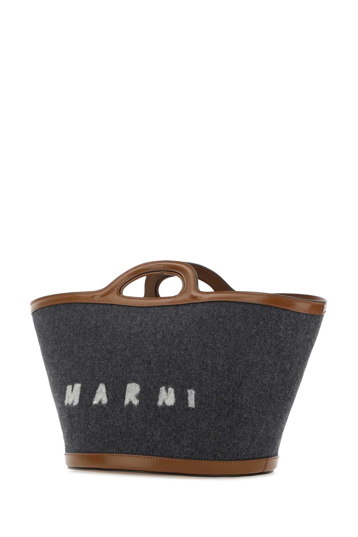 Marni Two-tone Felt And Leather Small Tropicalia Summer Handbag In Zo253