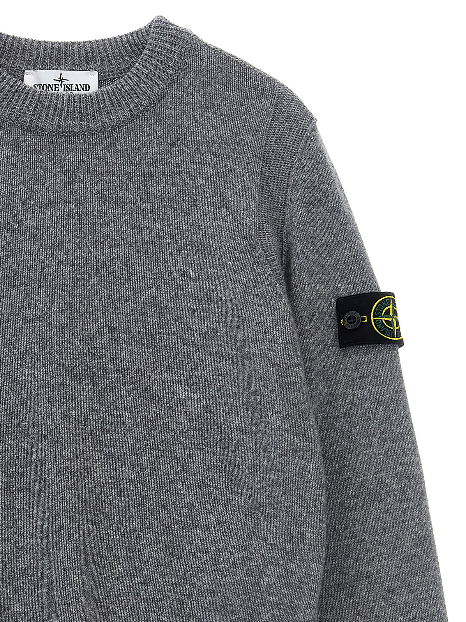 Stone Island Logo Badge Sweater In Gray