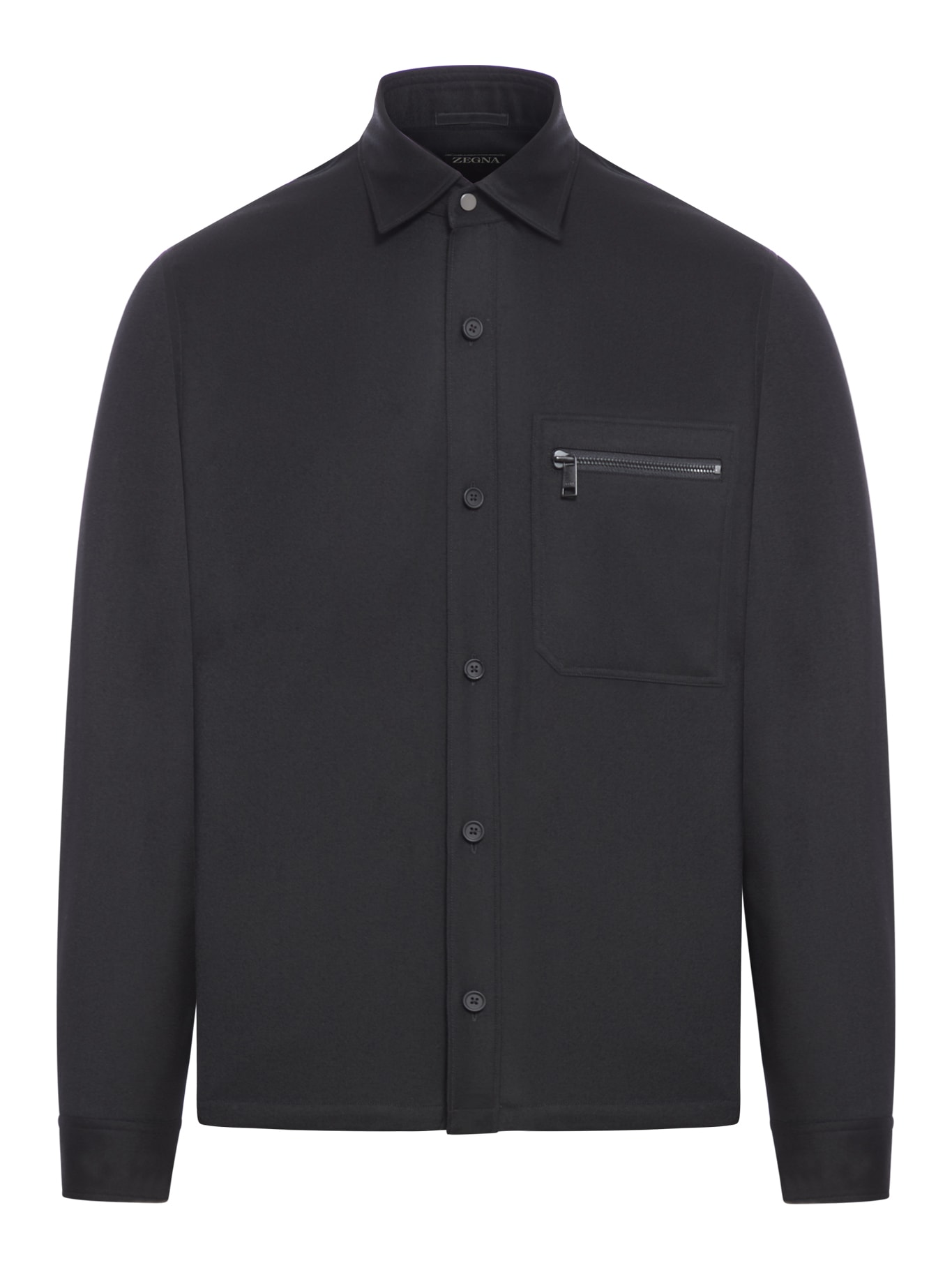 Shop Zegna Techmerino Padded Overshirt, Regular Fit In Black