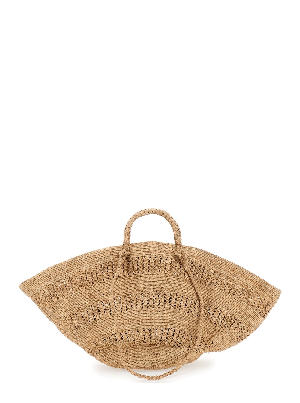 Ibeliv Sol Beige Handbag With Woven Design And Open Top In Raffia Woman
