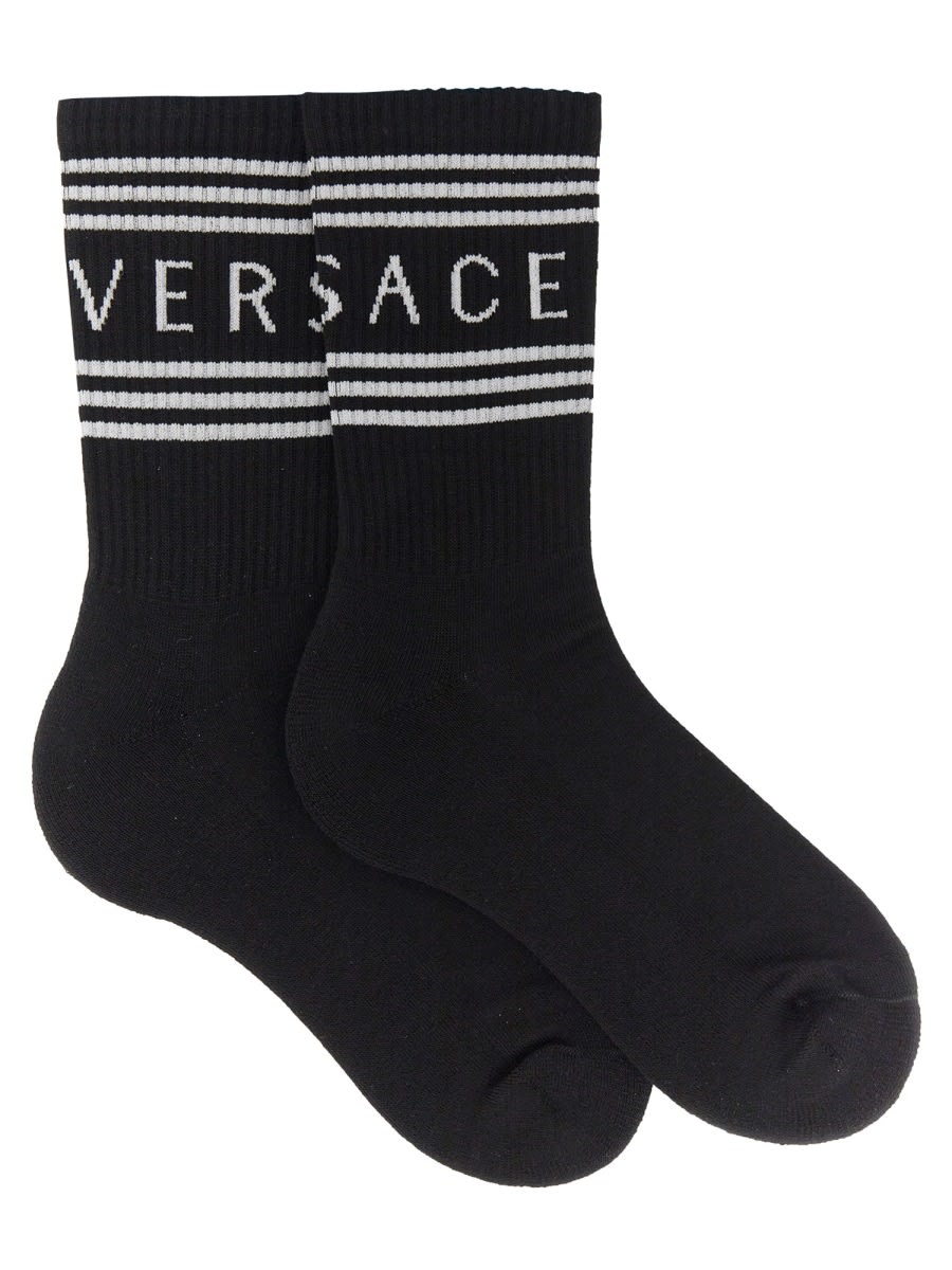 Versace Socks With Logo In Black