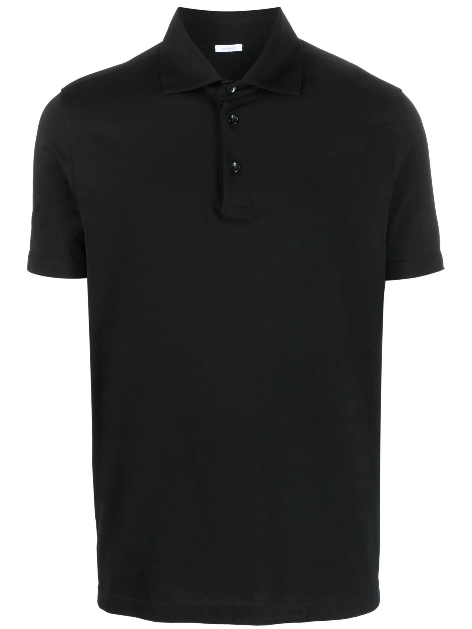 Shop Malo Black Stretch-cotton Polo Shirt