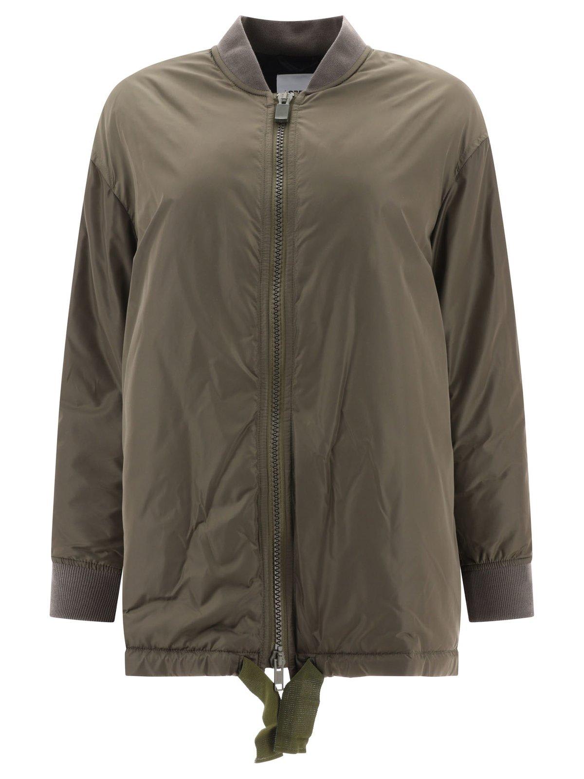 Shop Aspesi Drawstring Zip-up Bomber Jacket In Military Green