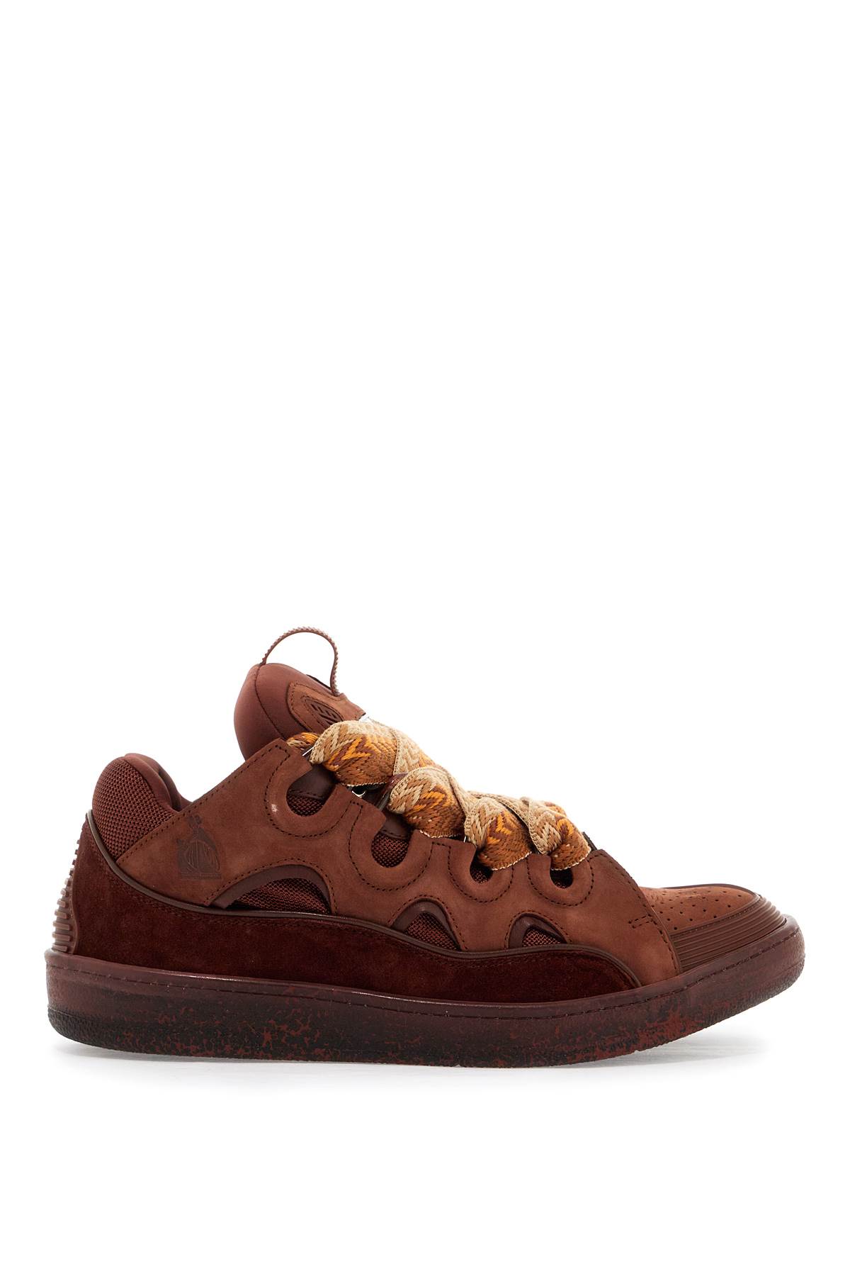 Shop Lanvin Curb Sneakers In Marron Foncé (brown)