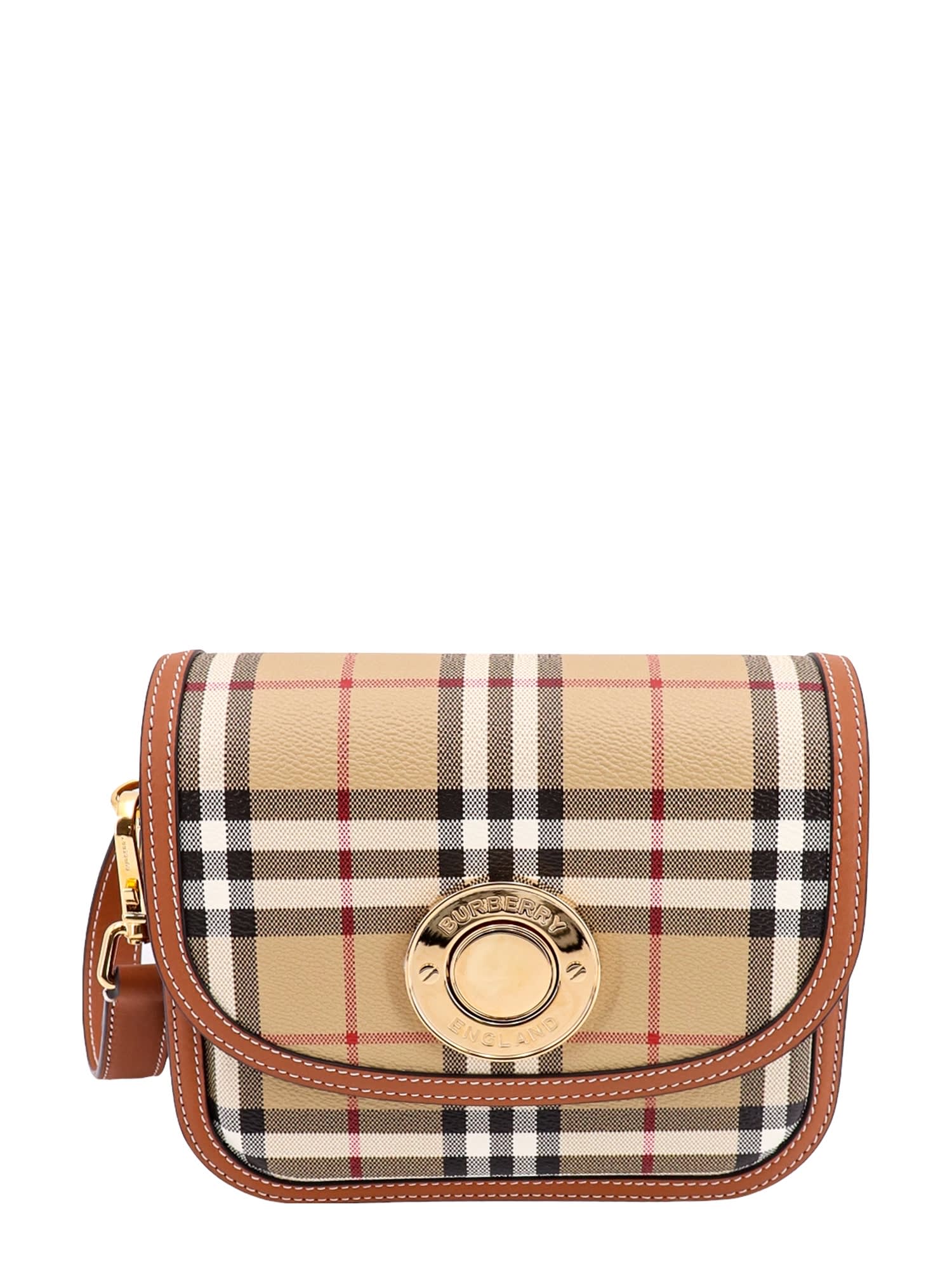 Shop Burberry Elizabeth Shoulder Bag In Leather Brown