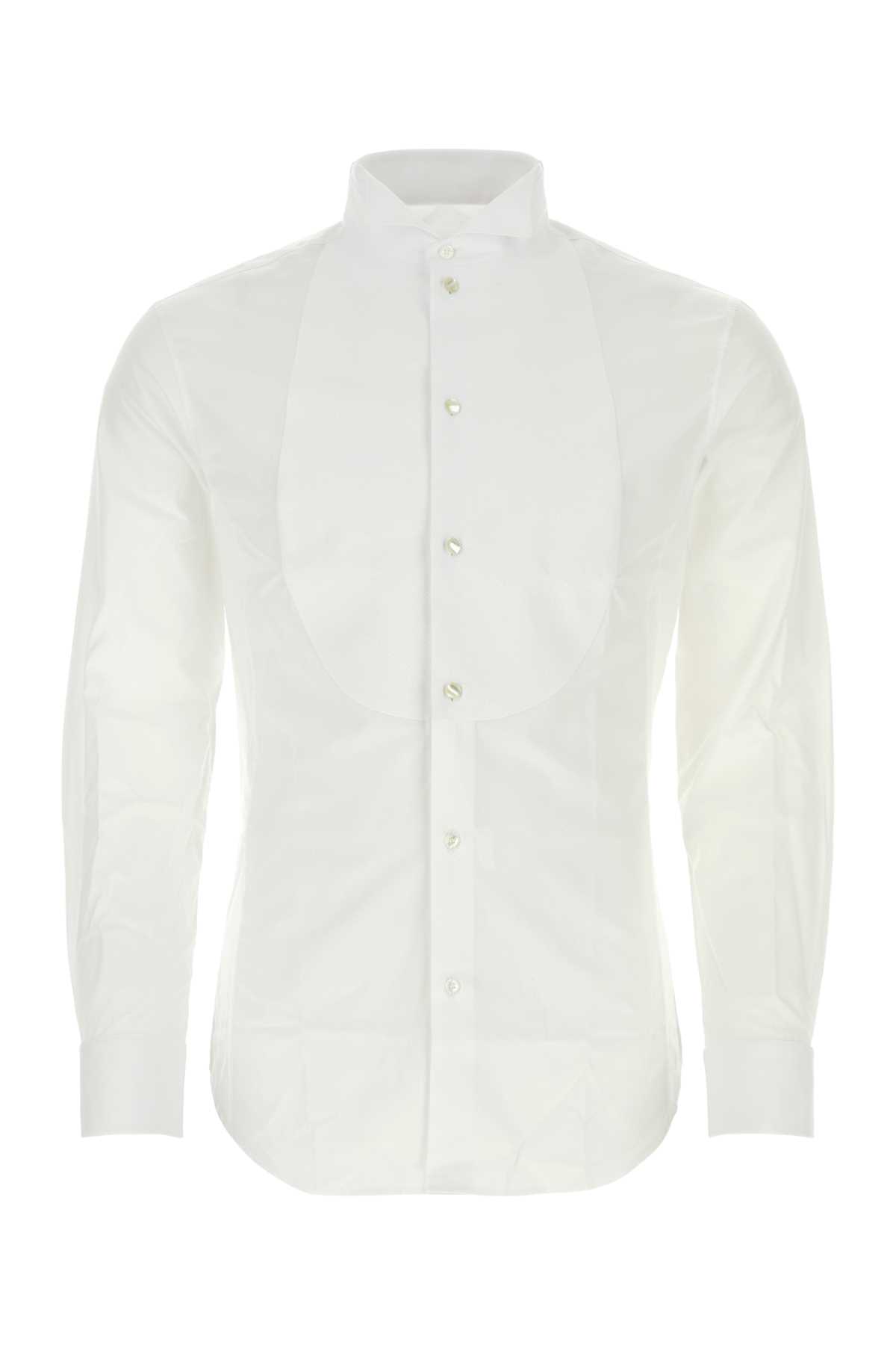 Shop Giorgio Armani White Poplin Shirt In Brilliantwhite