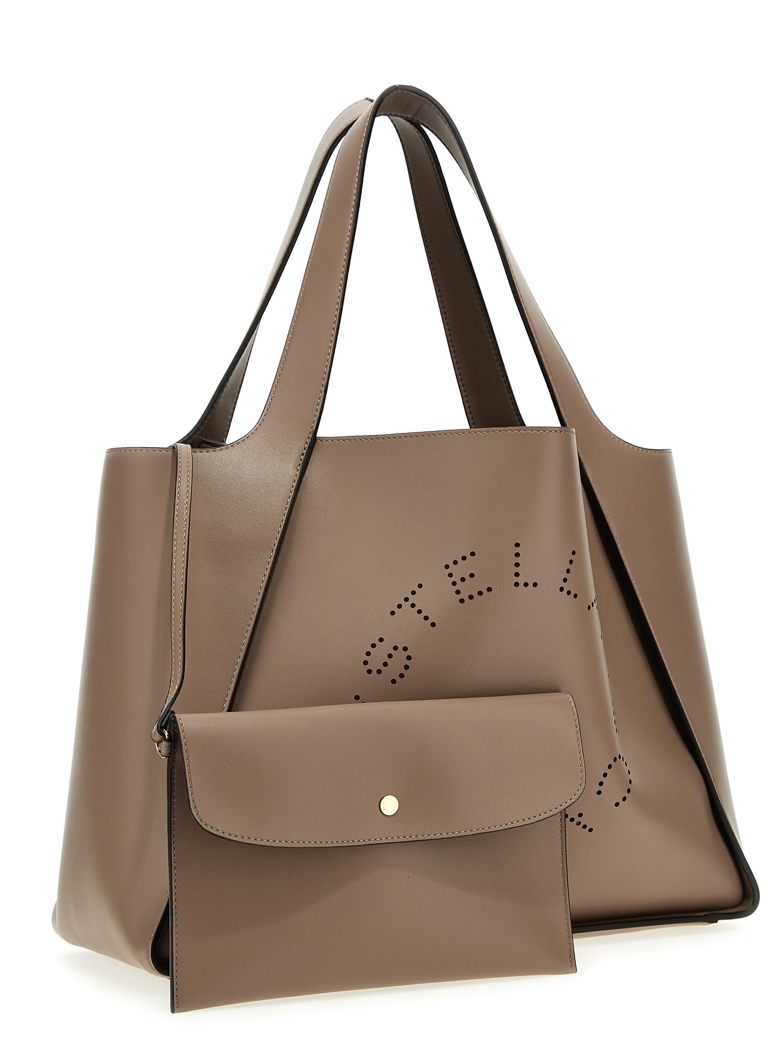 Stella Mccartney Dove Grey Alter Mat Stella Logo Handbag In Brown