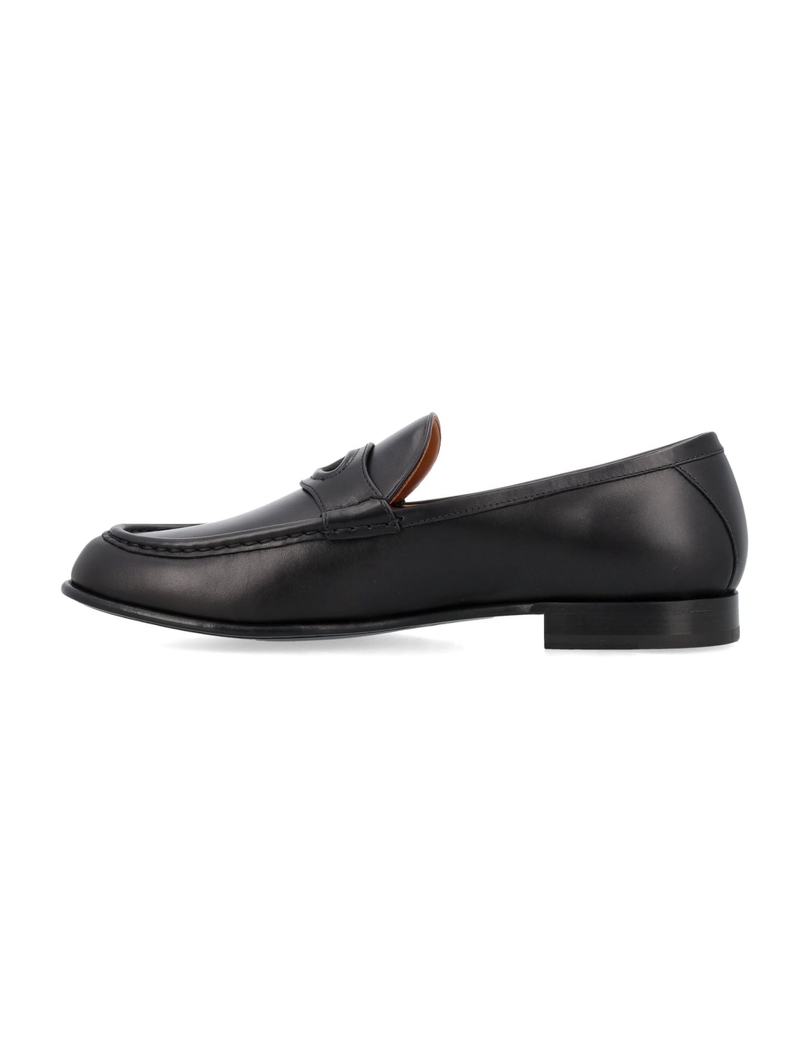Valentino Vlogo Signature Leather Loafers In Black