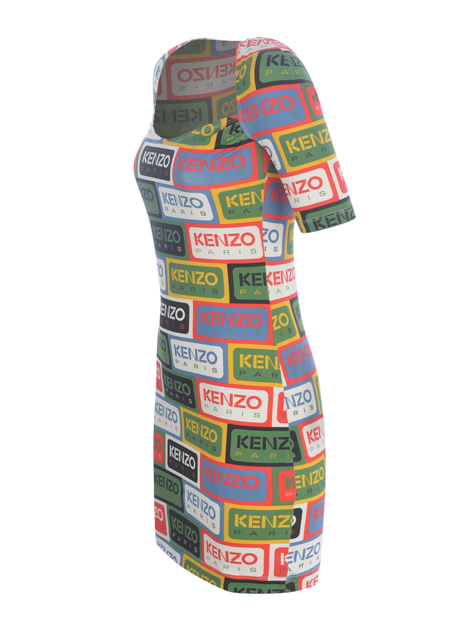Shop Kenzo Mini Dress   Labels In Jersey In Multicolor