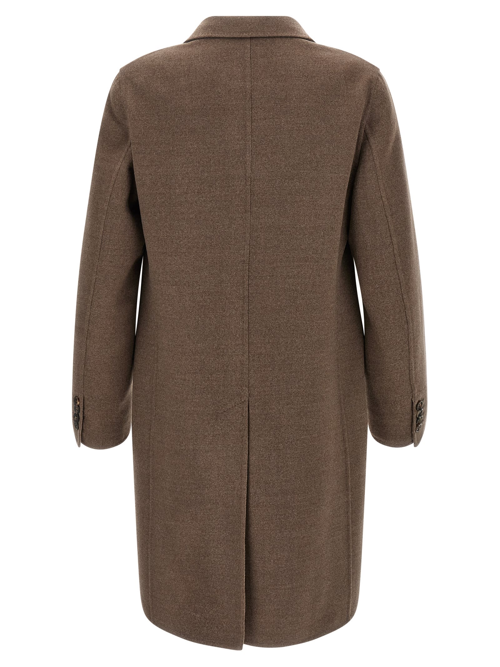 Brioni Notch Lapel Coat With Flap And Chest Pockets In Brown