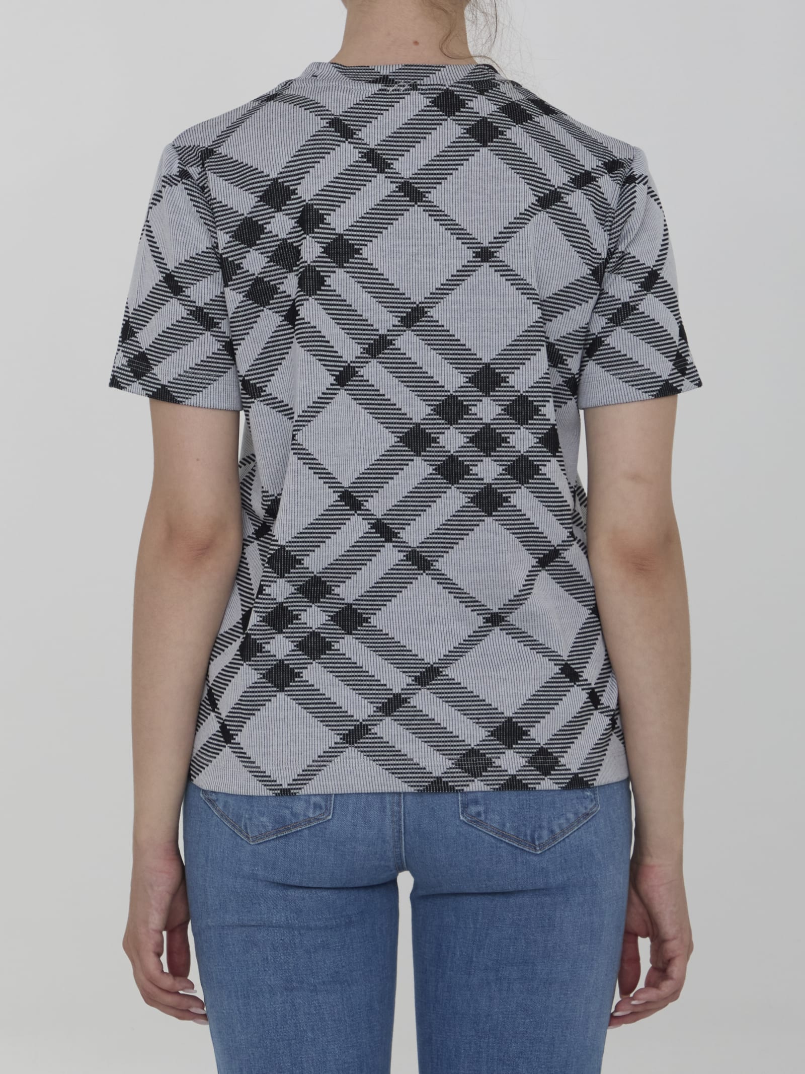 Shop Burberry Check T-shirt In White