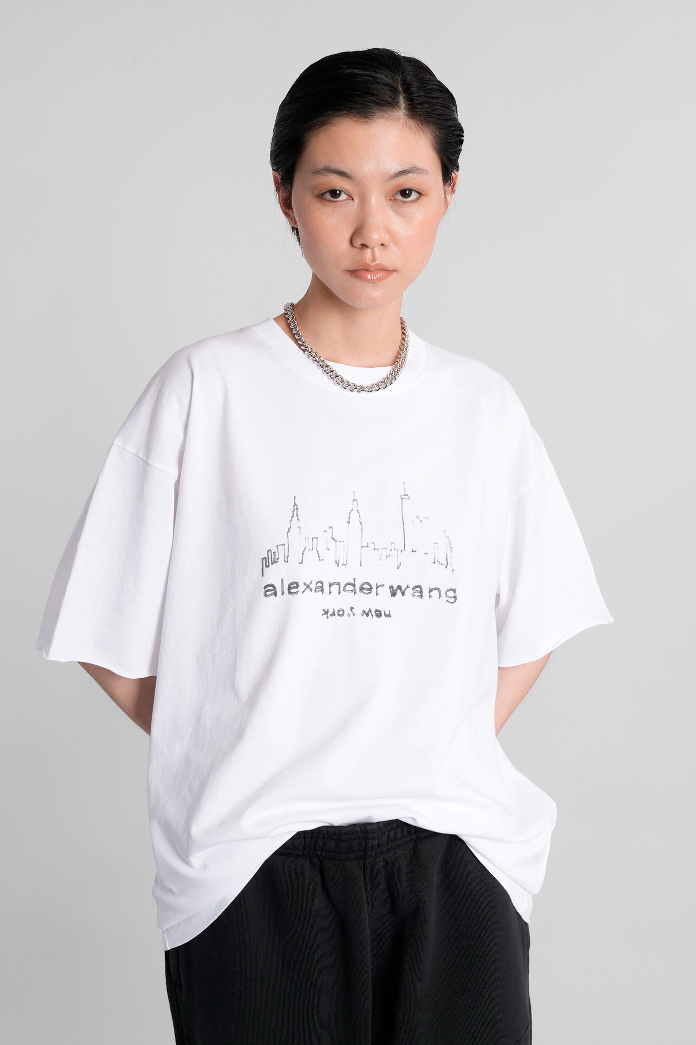 Alexander Wang T-shirt In White Cotton In White