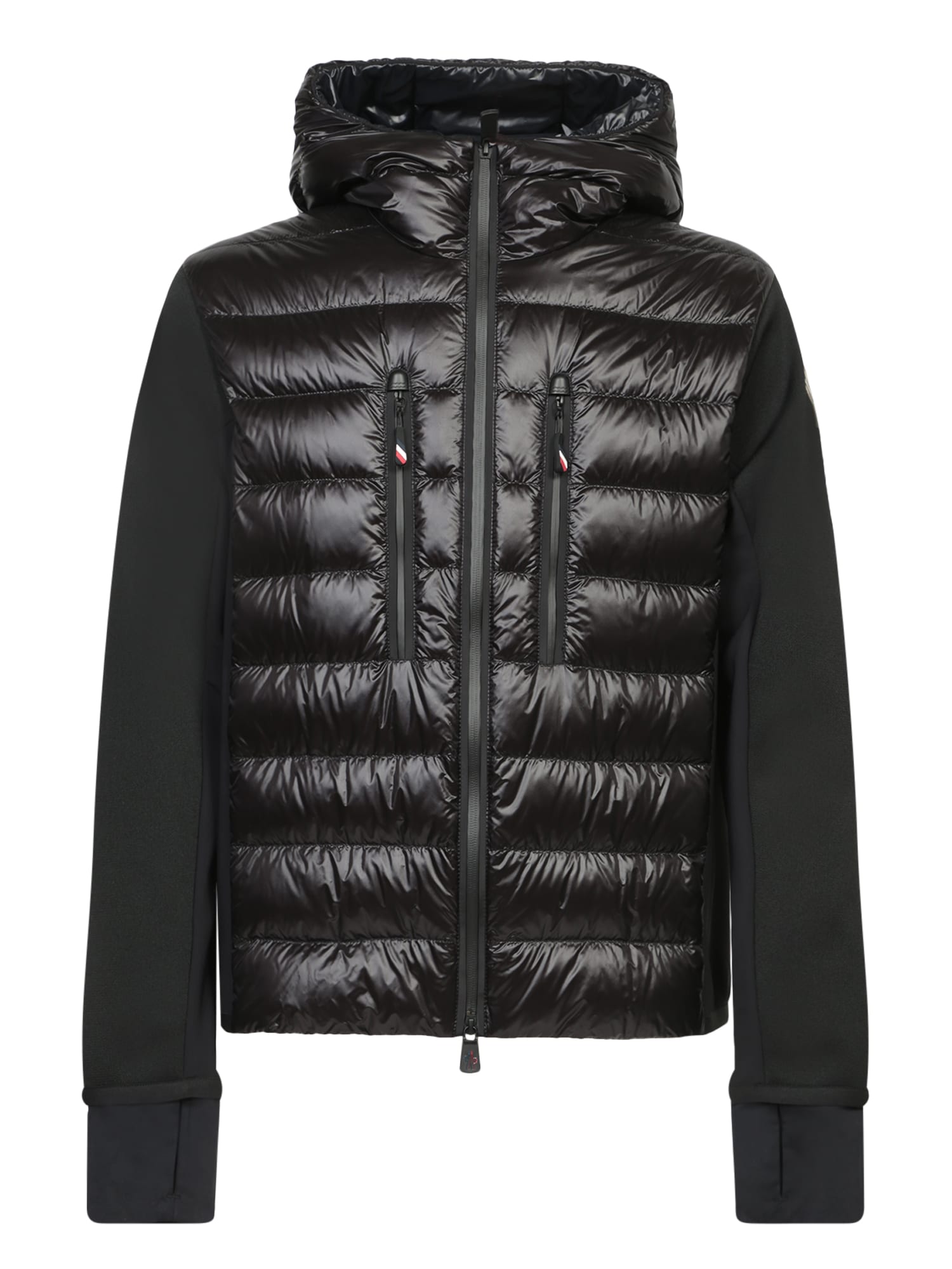 Shop Moncler Black Down Hoodie Cardigan