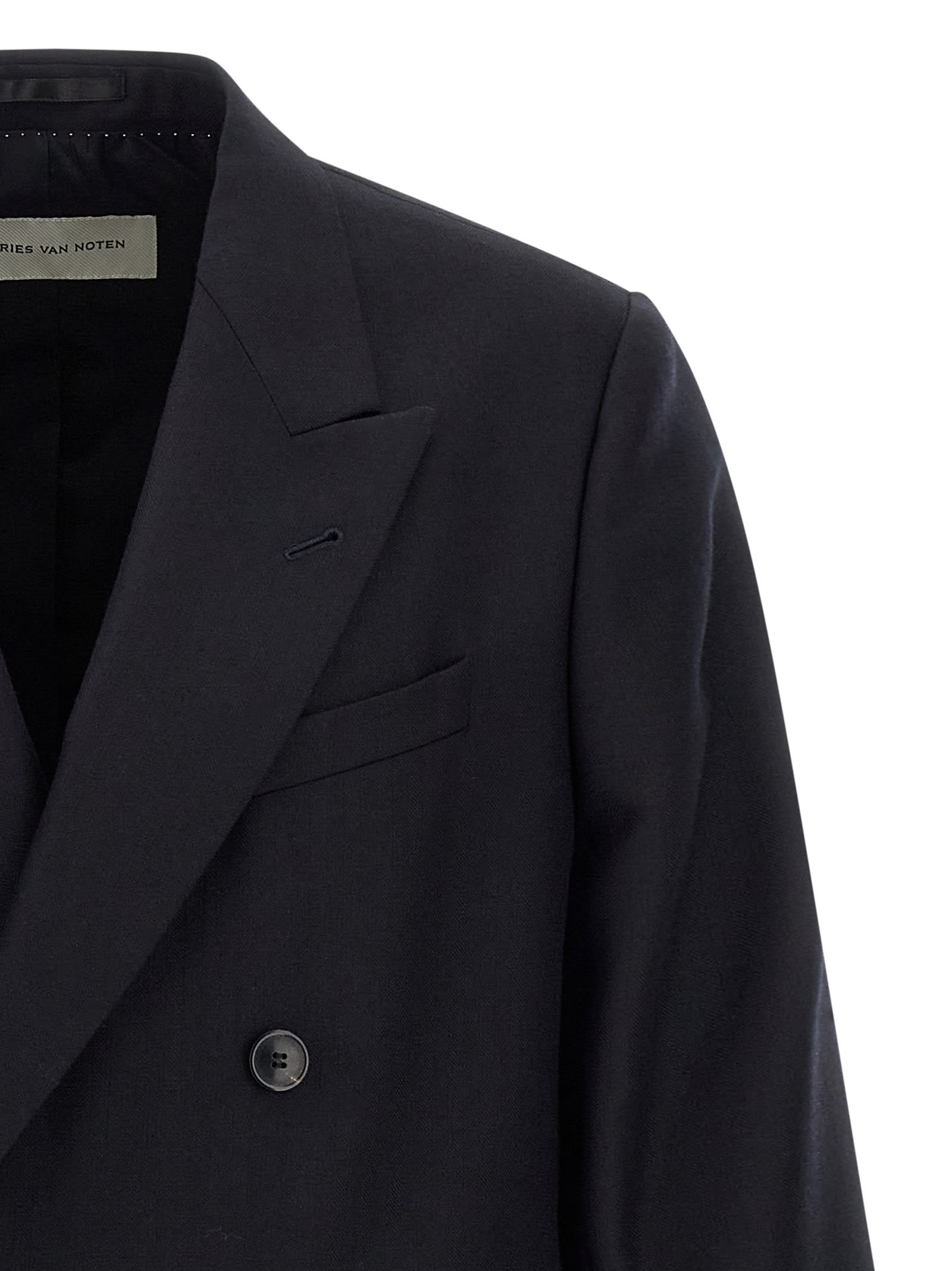 Dries Van Noten Double-breasted Blazer Notched Lapels In Blue