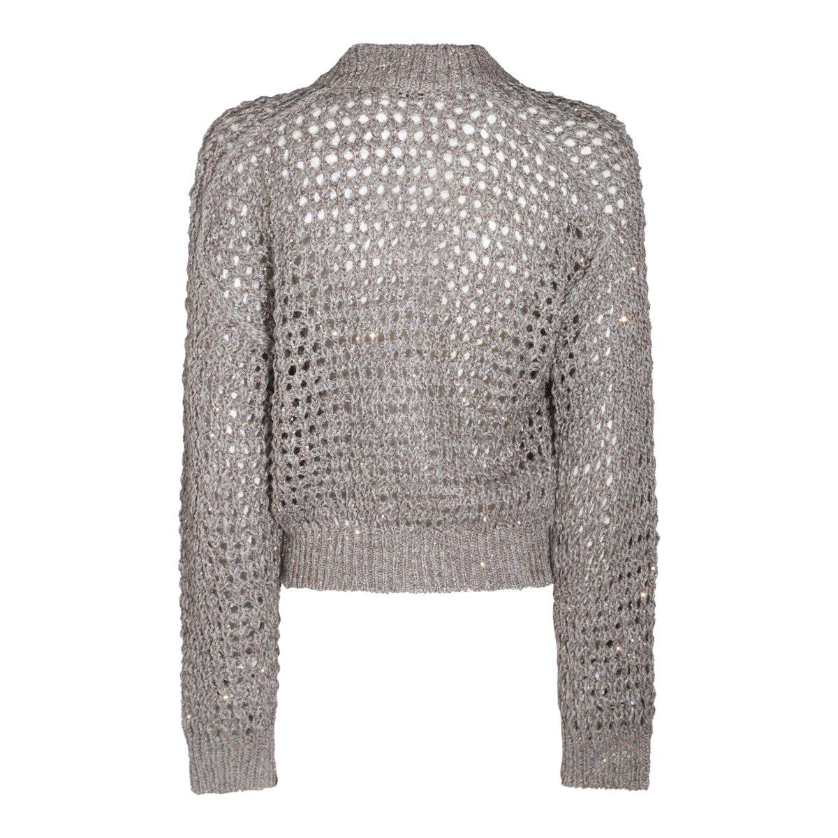 Shop Brunello Cucinelli Buttoned Net Sweater In Grey