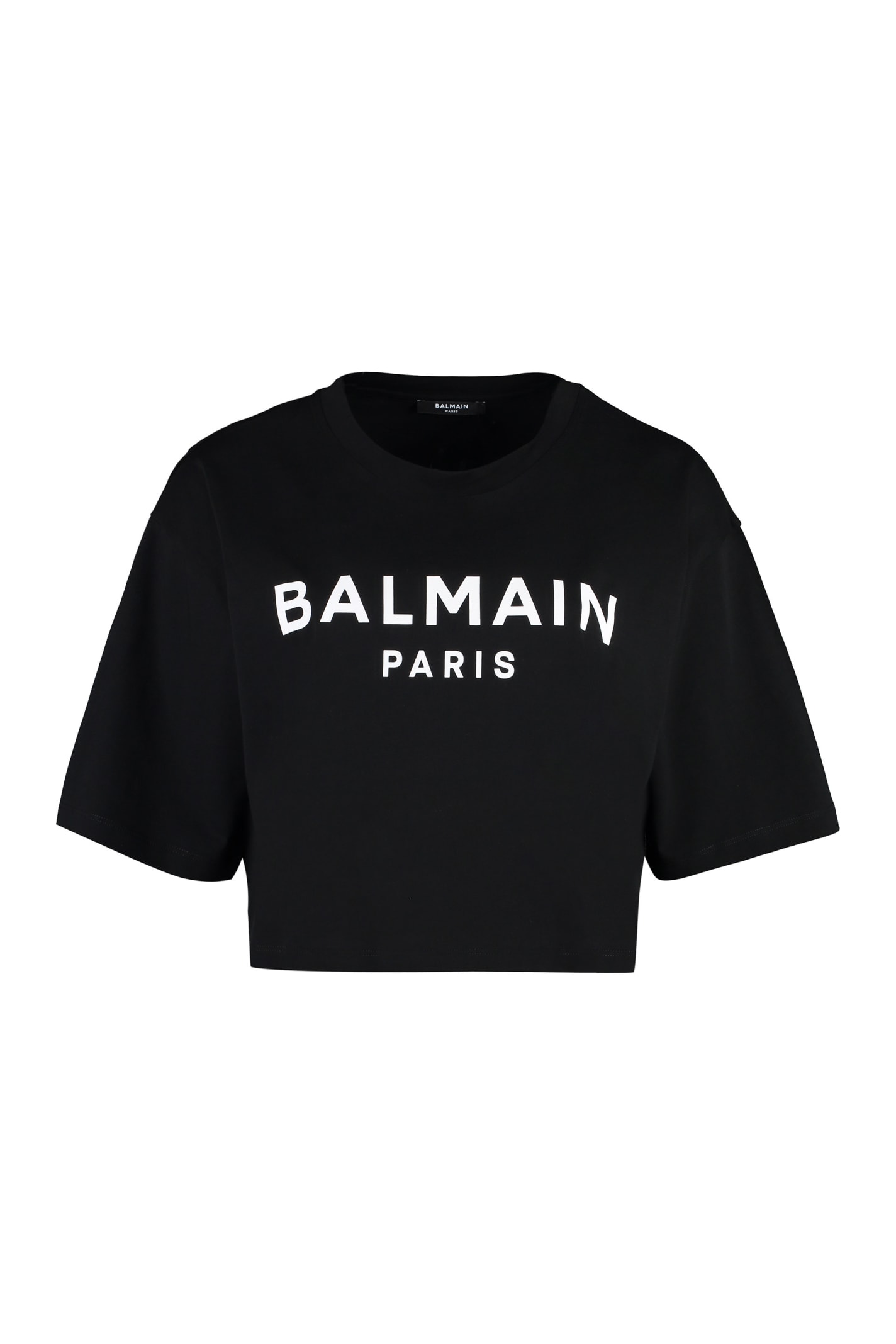 Shop Balmain Cotton Crew-neck T-shirt In Eab Noir Blanc