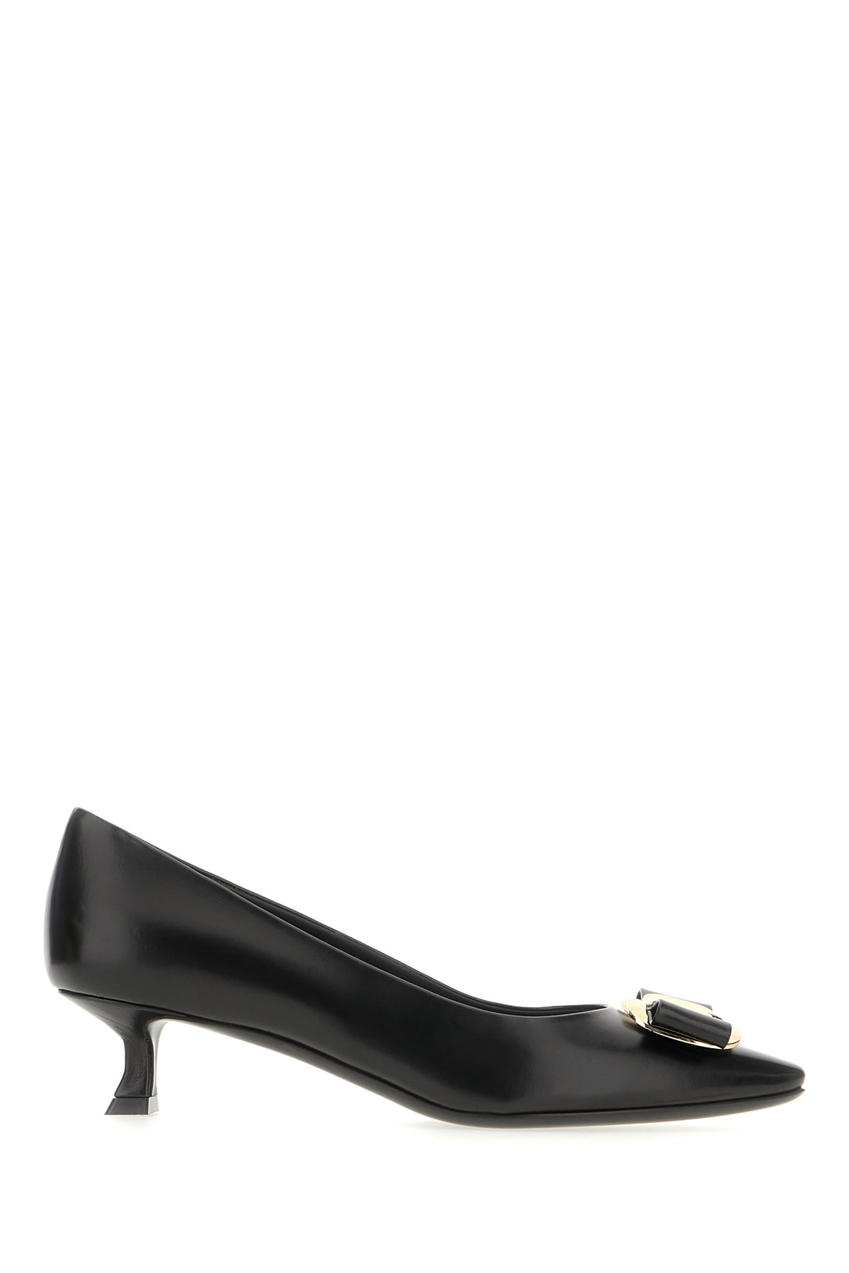 Ferragamo Black Nappa Leather Pumps In Nero