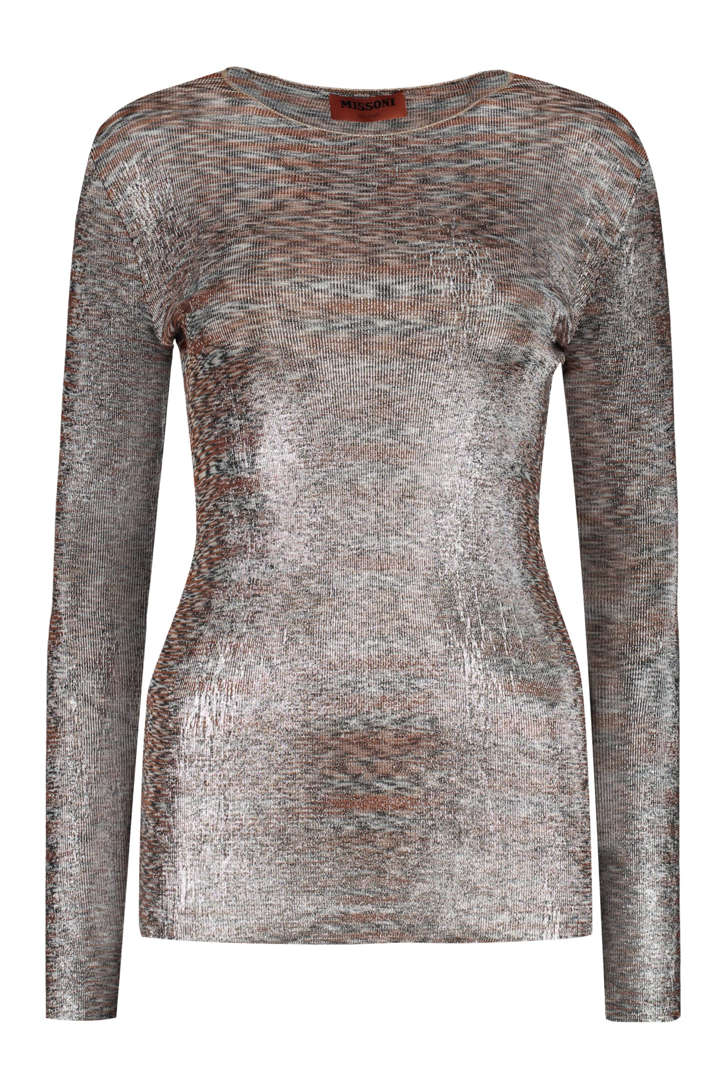 Missoni Long Sleeve Crew-neck Sweater In Brown