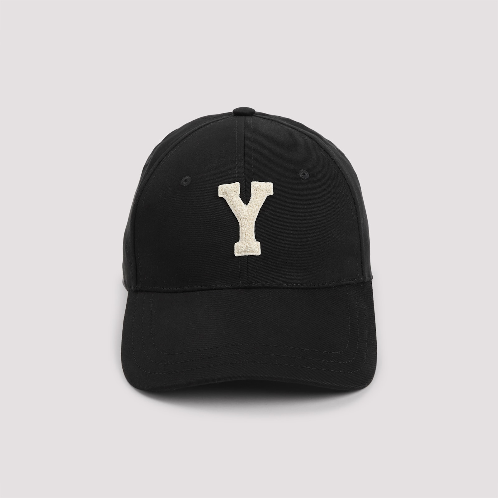 Saint Laurent Cotton 6 Panels Cap With Colle In Black Ivory