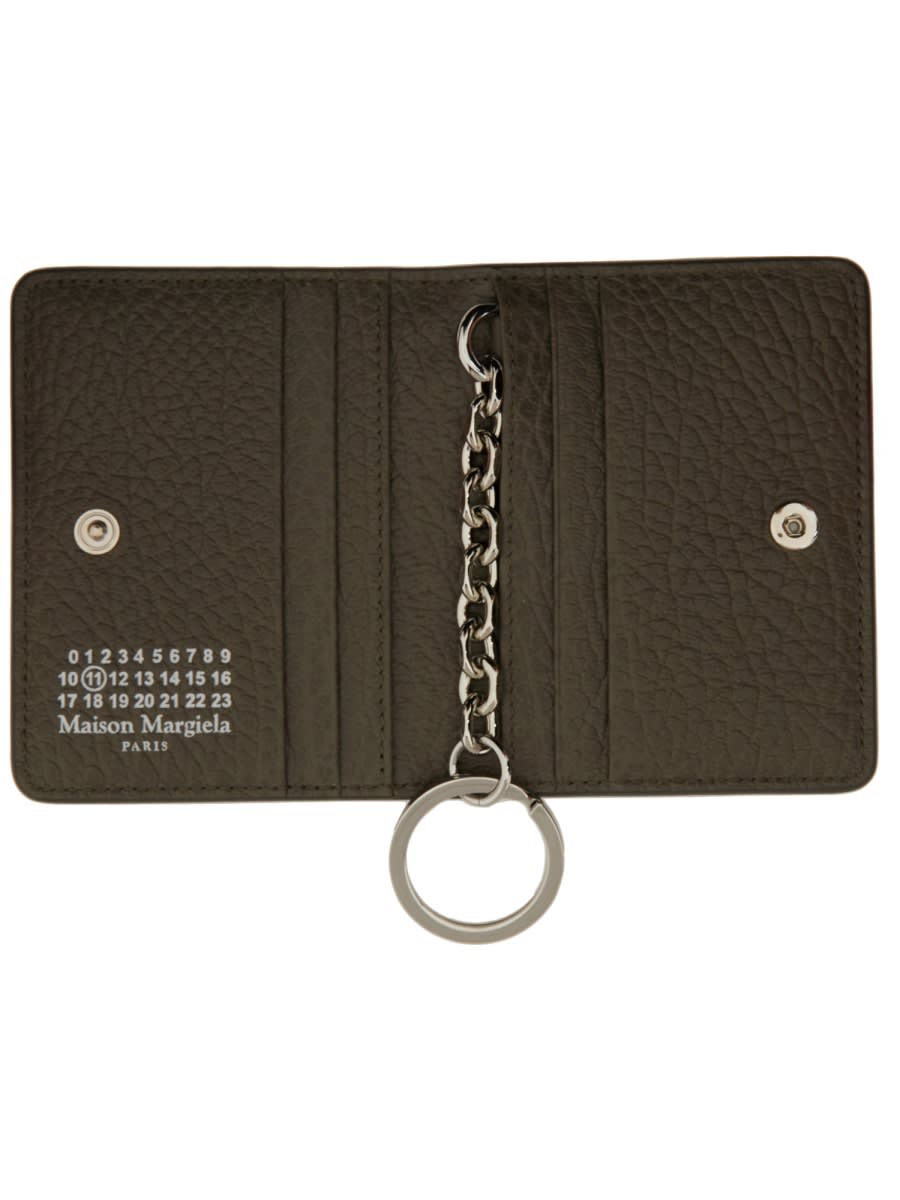 Maison Margiela Bifold Wallet With Key Ring In Black