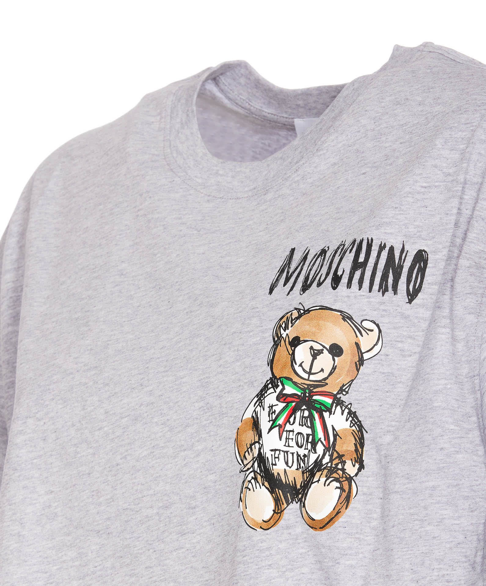 Shop Moschino Drawn Teddy Bear T-shirt In Grey