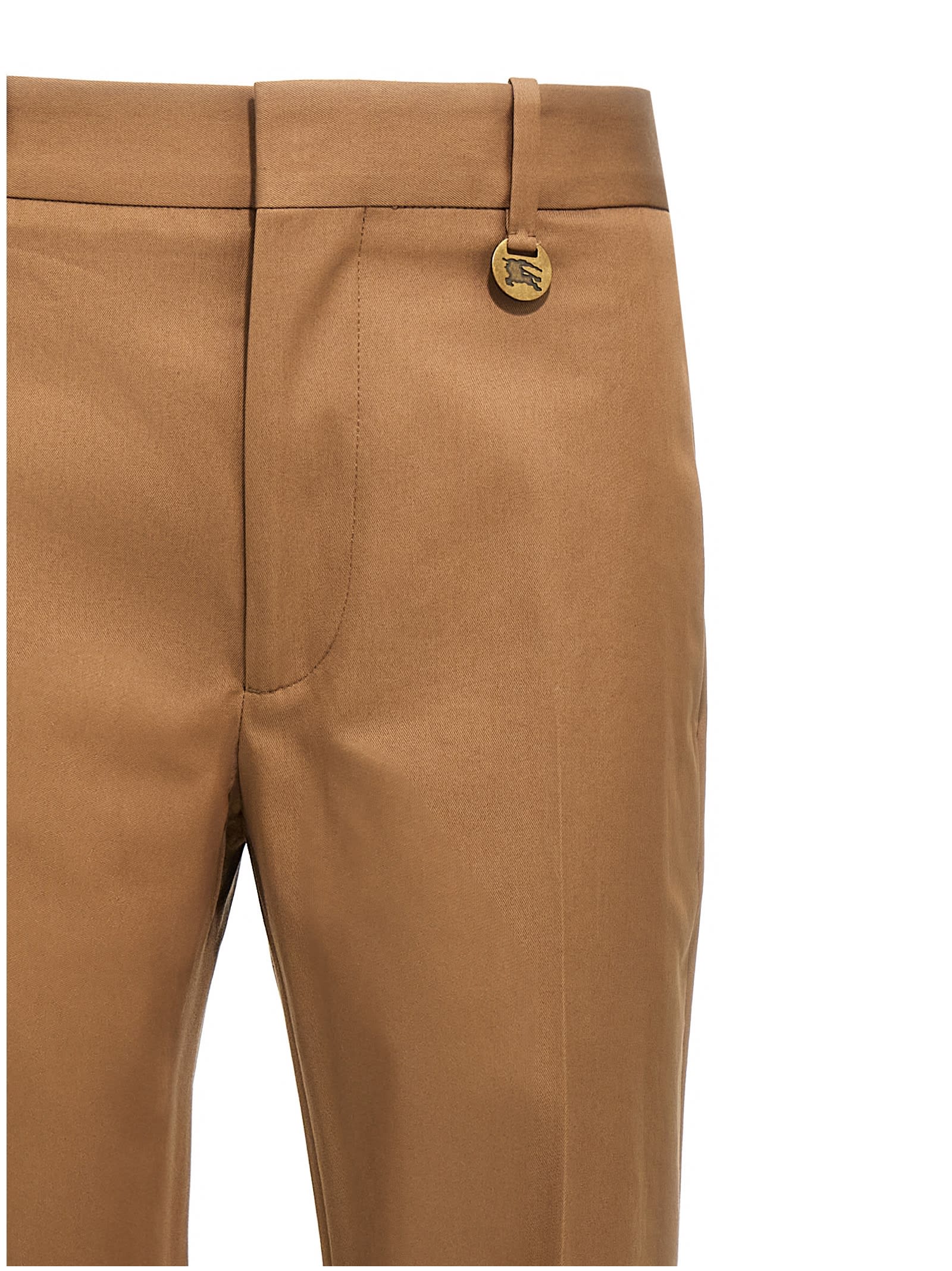 Burberry Straight Leg Trousers With Front Pleat In Beige
