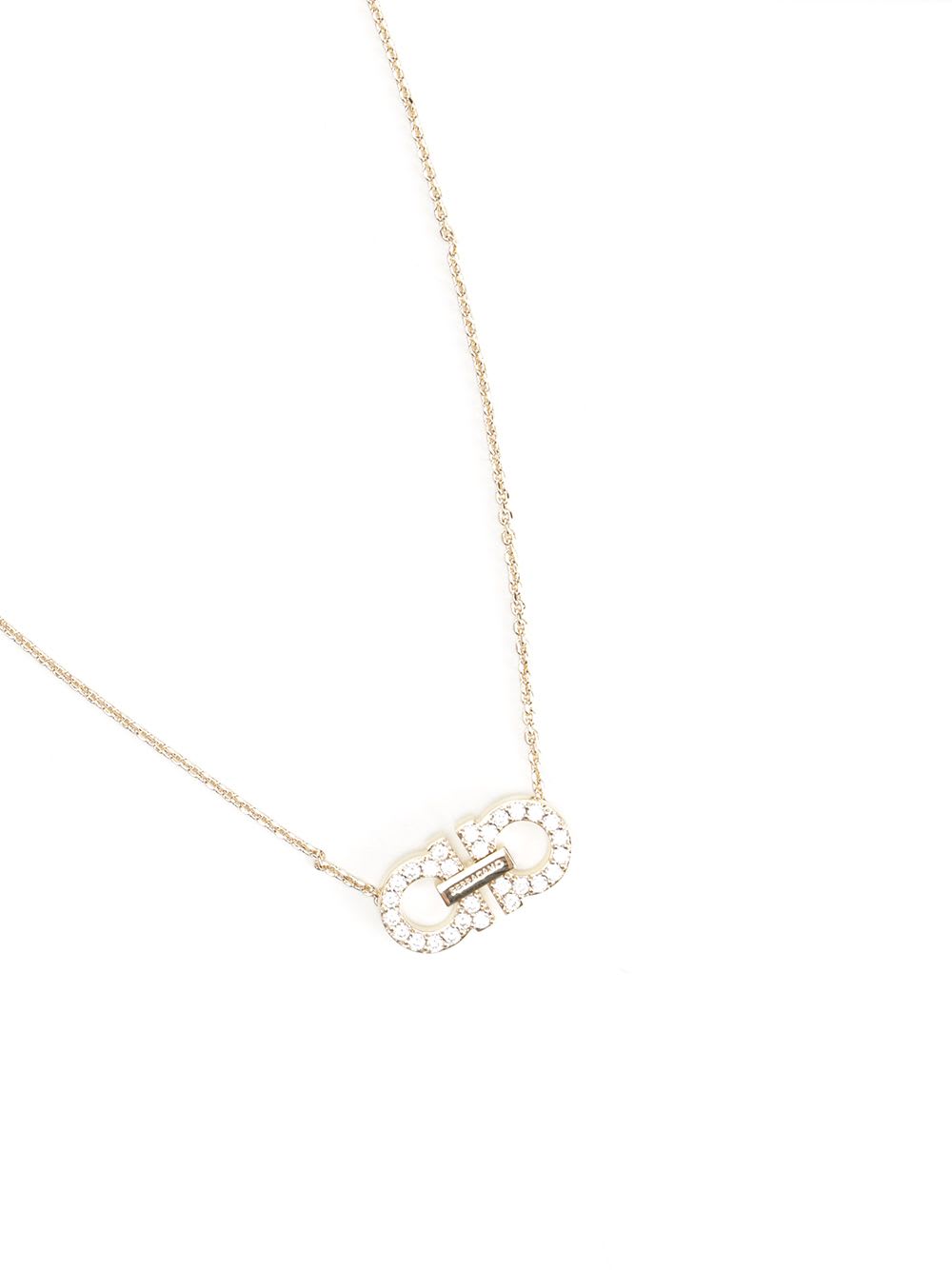 Ferragamo Crystal Pendant Chain Necklace With Adjustable Length In Gold