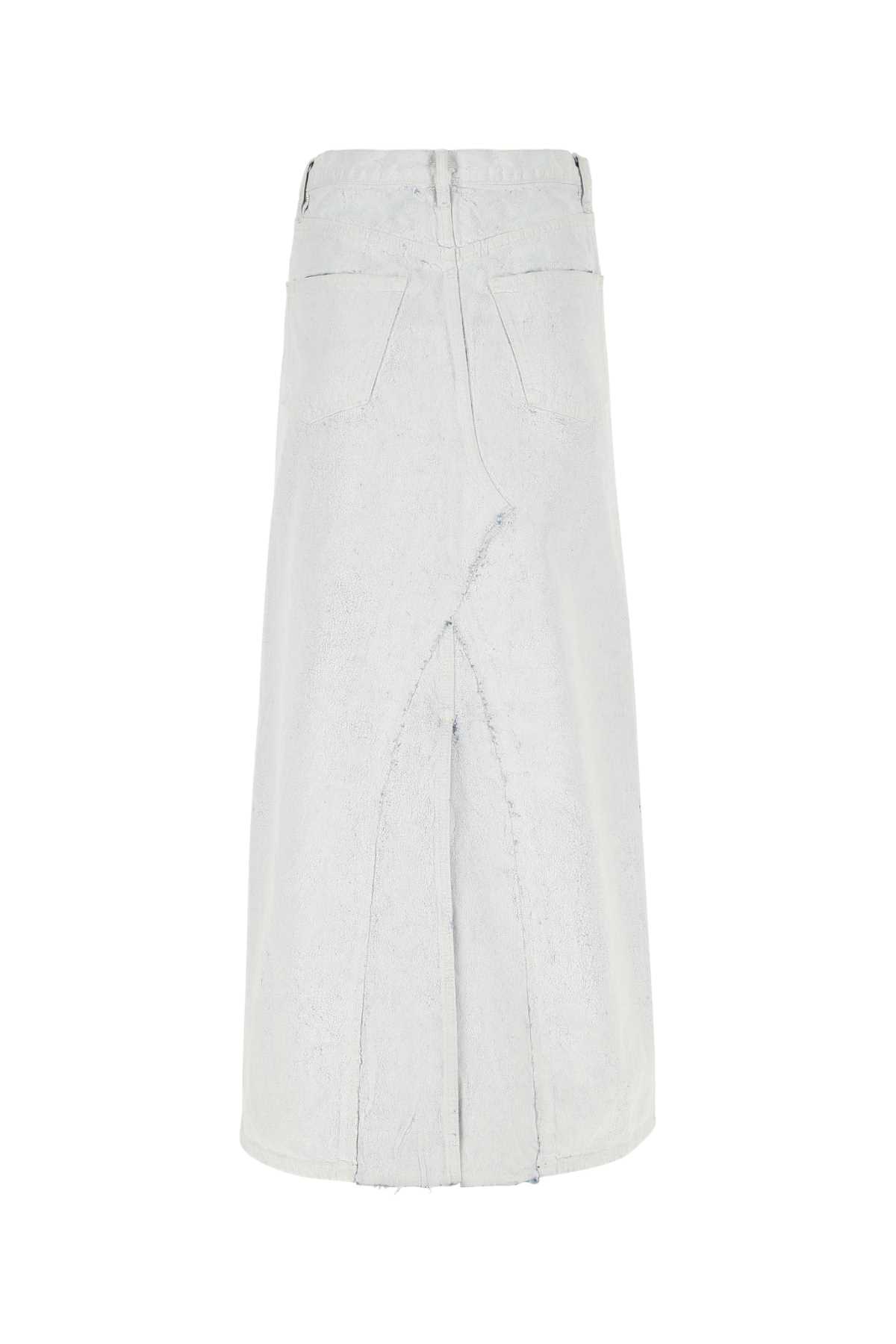 Maison Margiela White Denim Skirt In 967