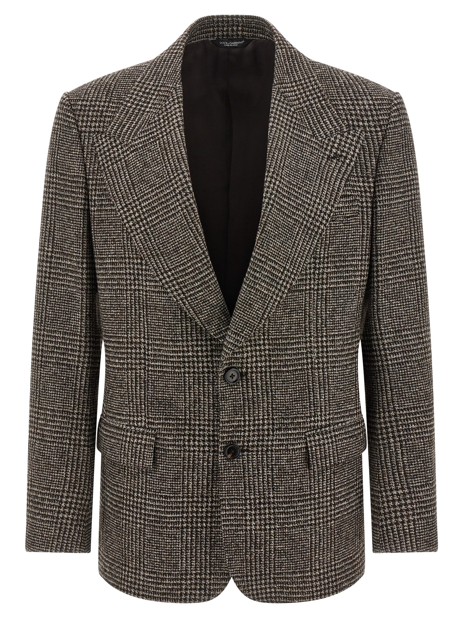 Dolce & Gabbana Single-breasted Felted Jacket In Gray