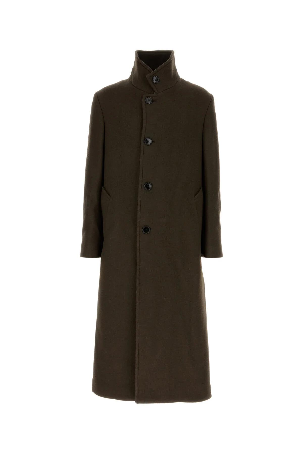 Shop Ami Alexandre Mattiussi Brown Wool Coat