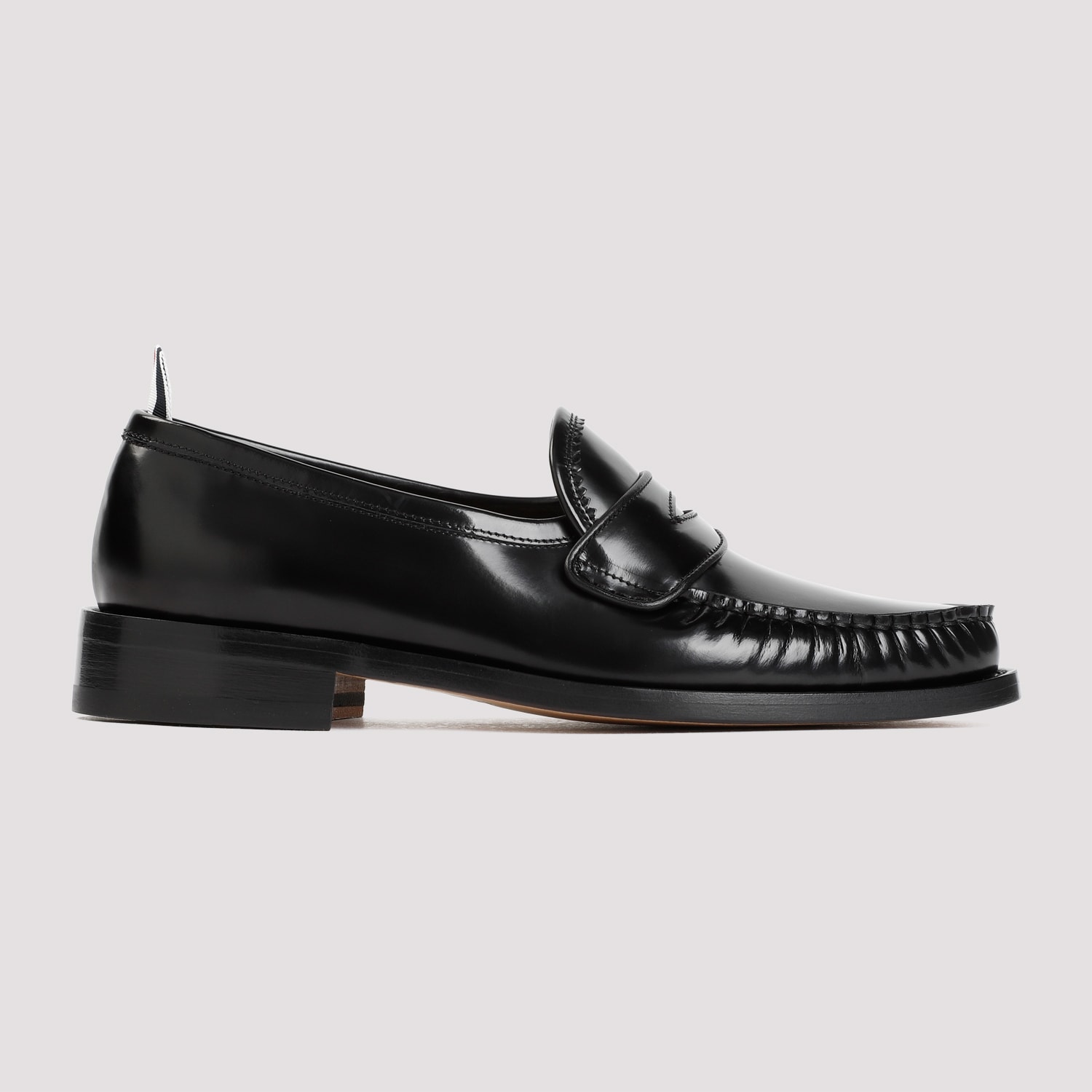 Shop Thom Browne Pleated Varsity Loafers In Black