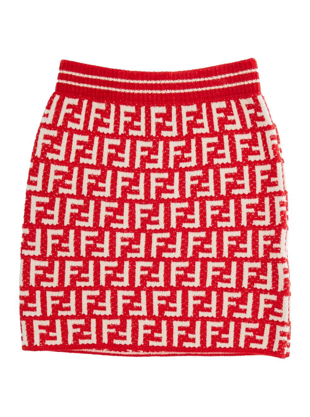 FENDI RED SKIRT WITH FF MOTIF IN COTTON BLEND GIRL 