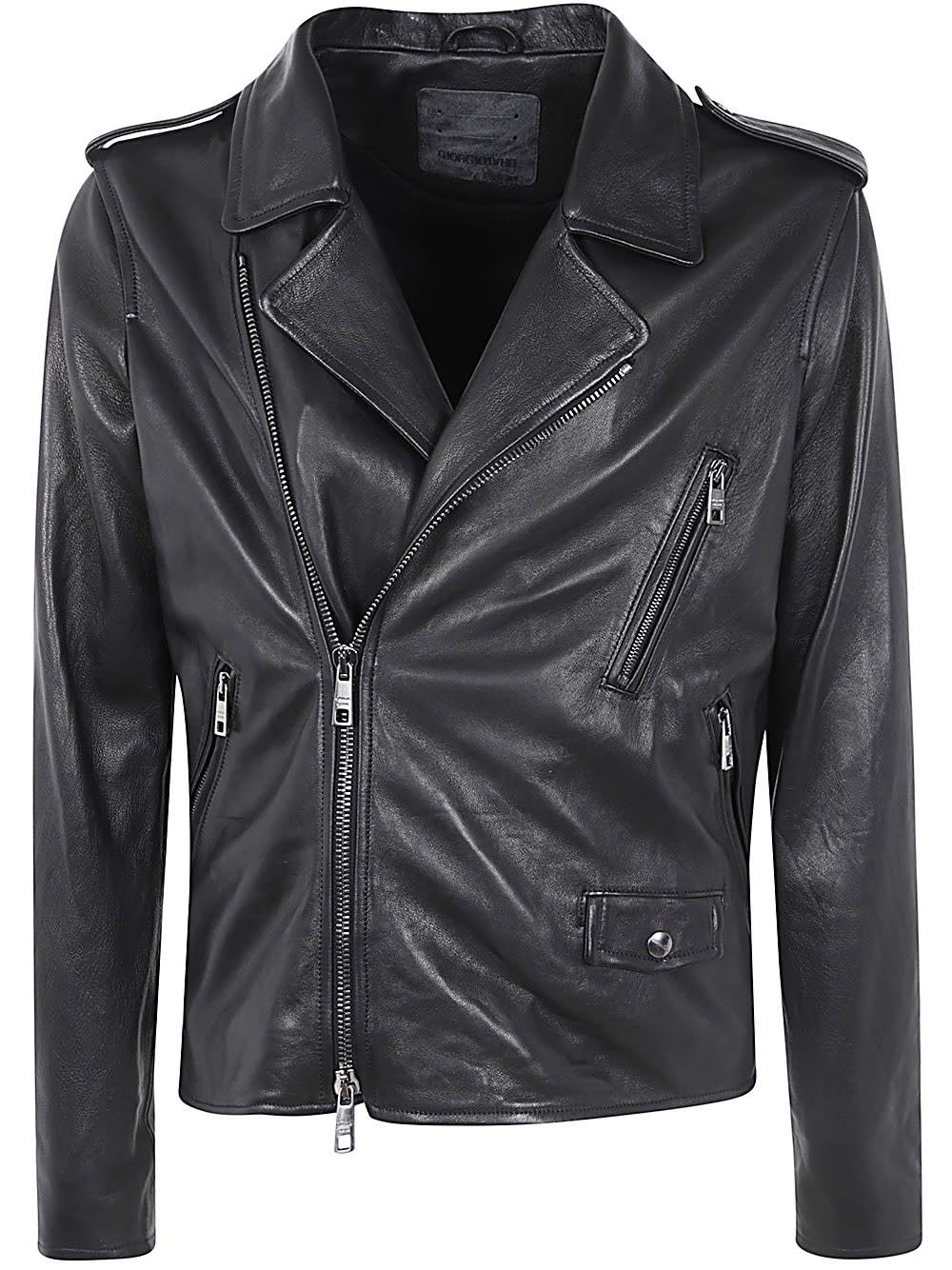 Shop Giorgio Brato Eco Sheepskin Biker Jacket In Black