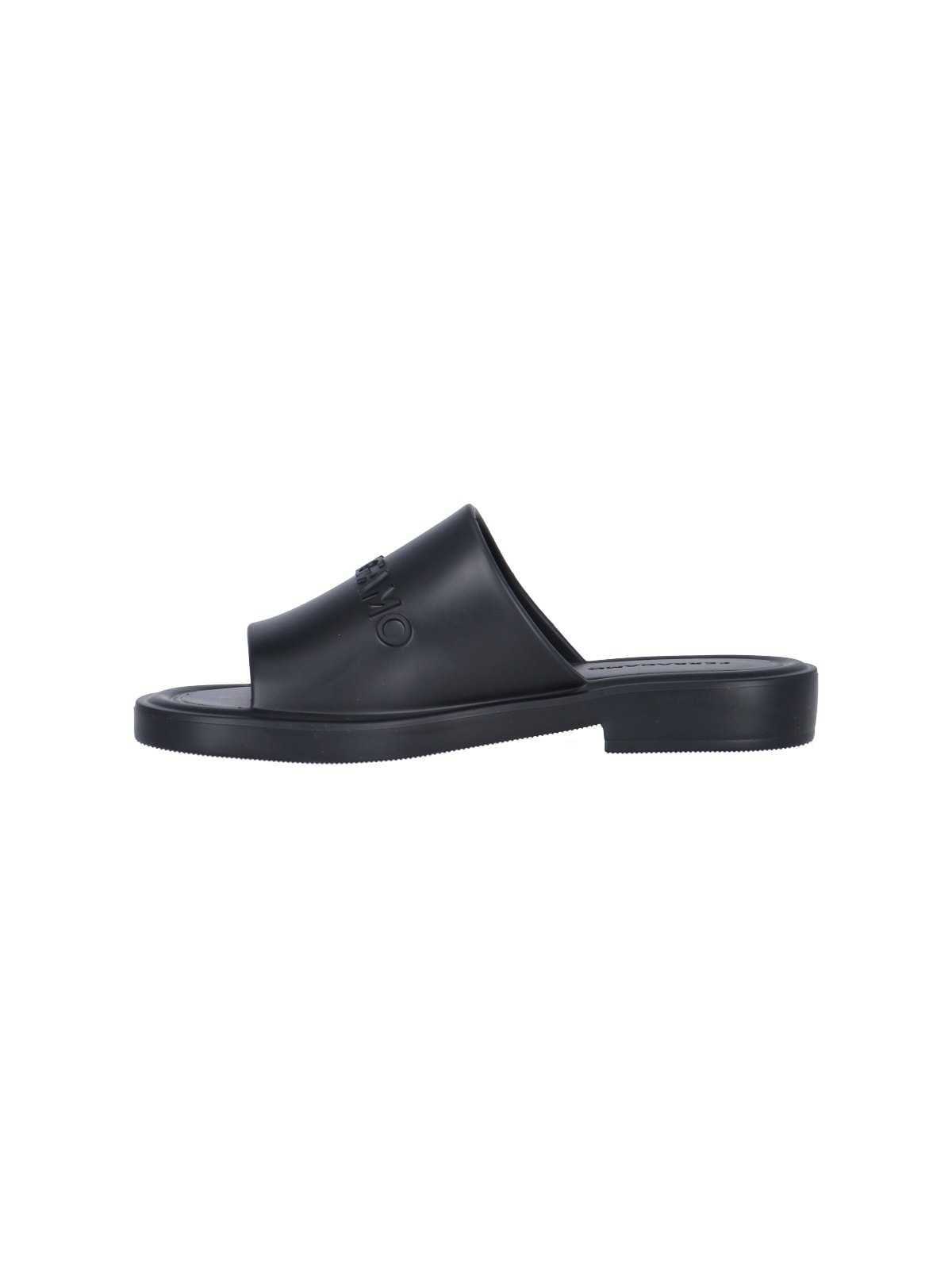 Shop Ferragamo Logo Slide Sandals In Black