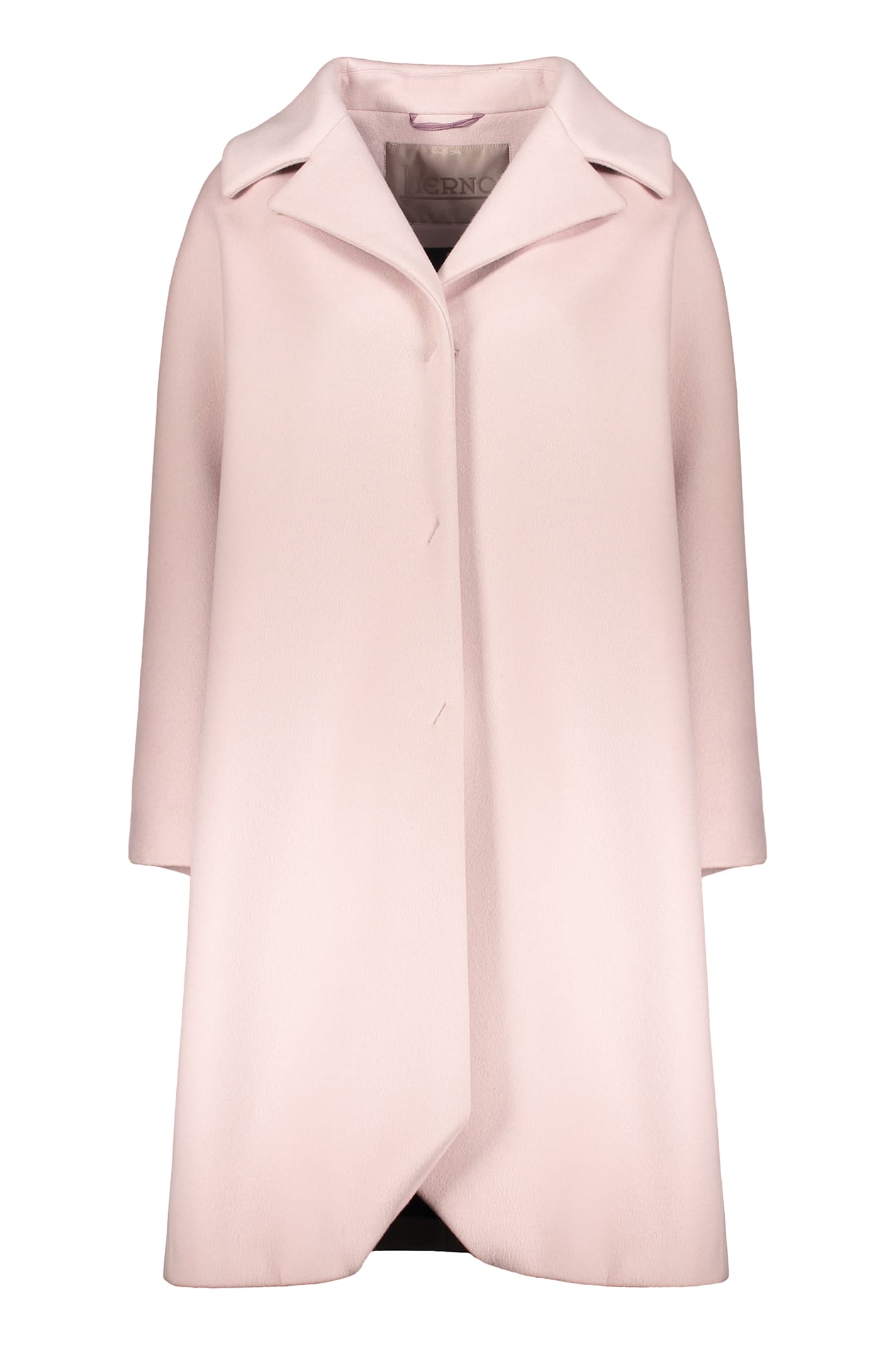 Herno Single-breasted Wool-blend Coat In Pink