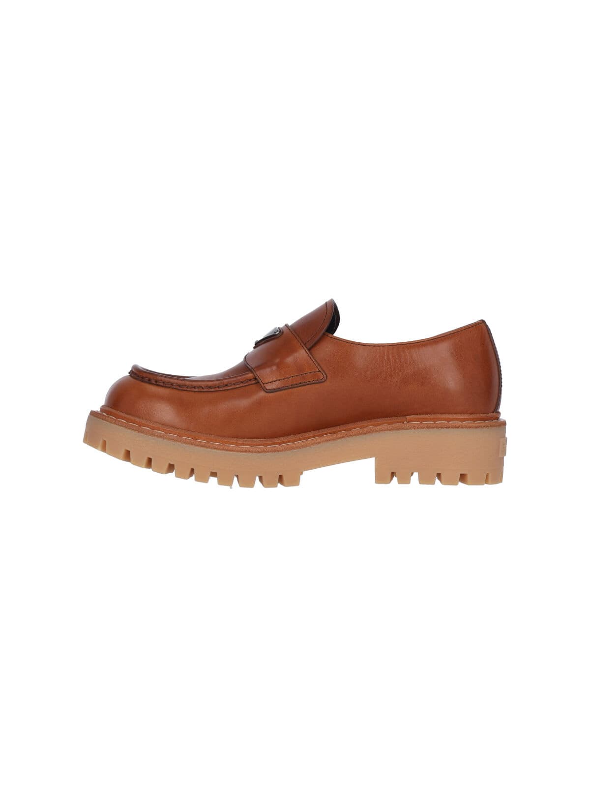 Prada Chunky Sole Lace-up Loafers With Round Toe In Brown