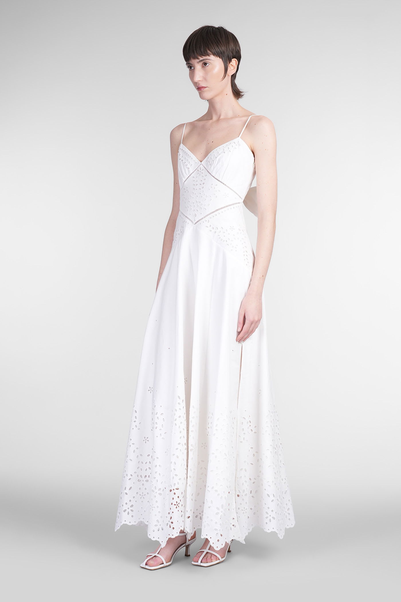Self-portrait Embroidered Midi Dress In White