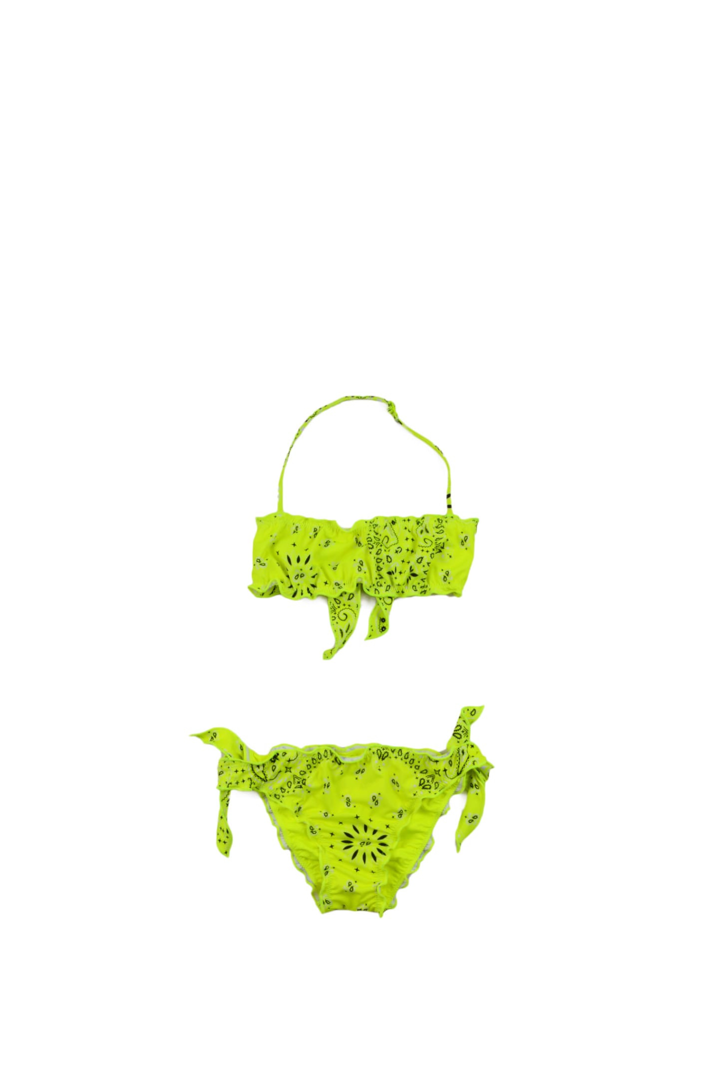 Mc2 Saint Barth Kids' Bikini Swimsuit With Bandana Print In Green