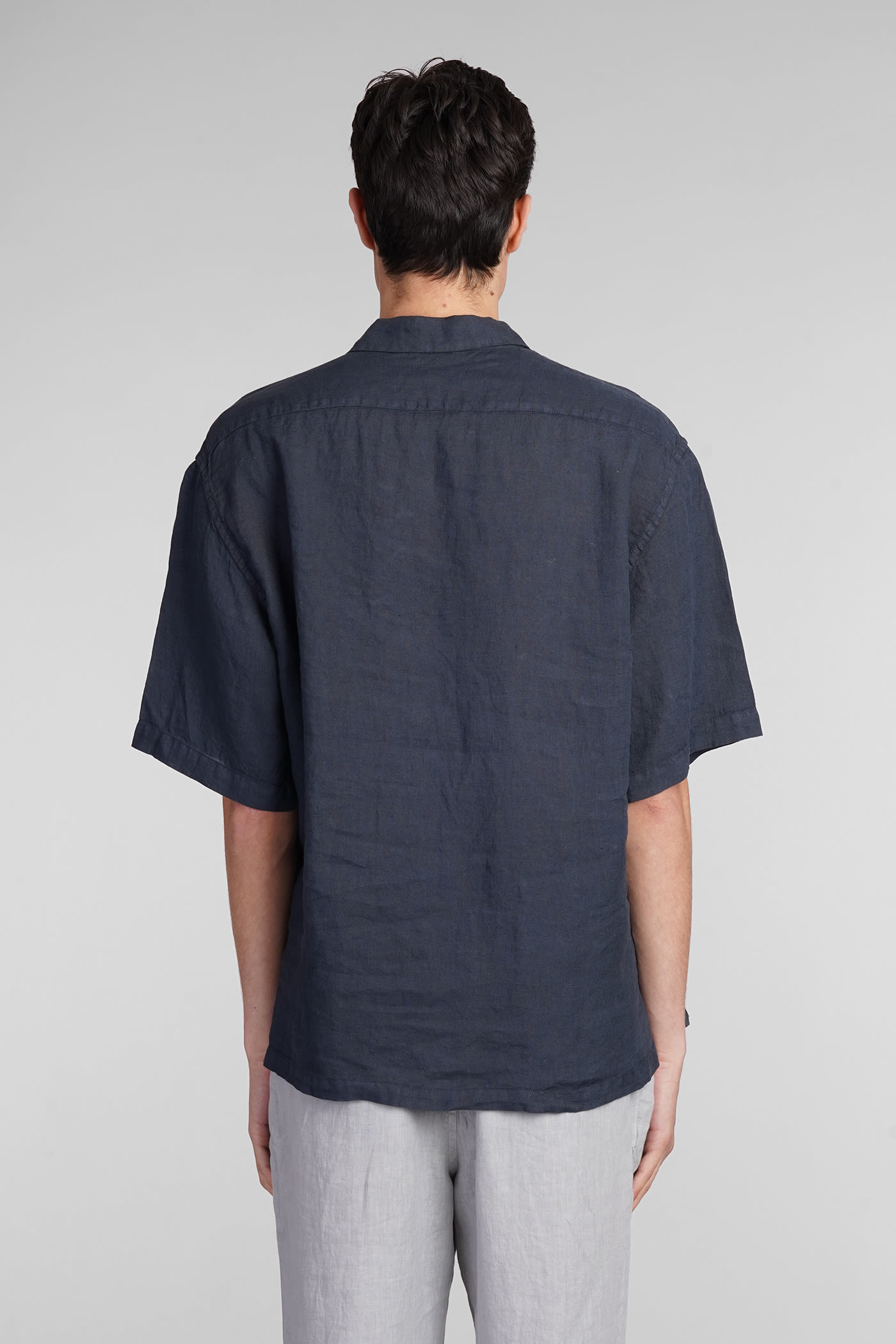 Shop Barena Venezia Mola Shirt In Blue Linen