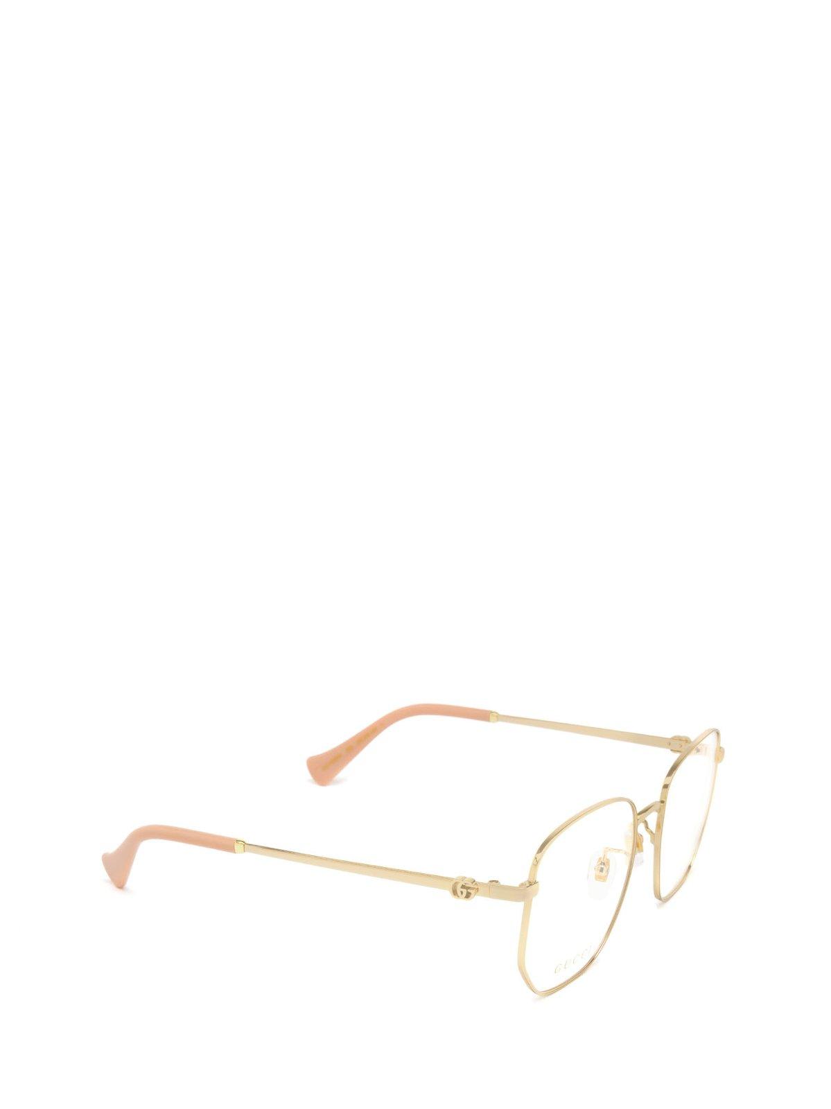 Shop Gucci Square Frame Glasses In 003 Gold Gold Transparent