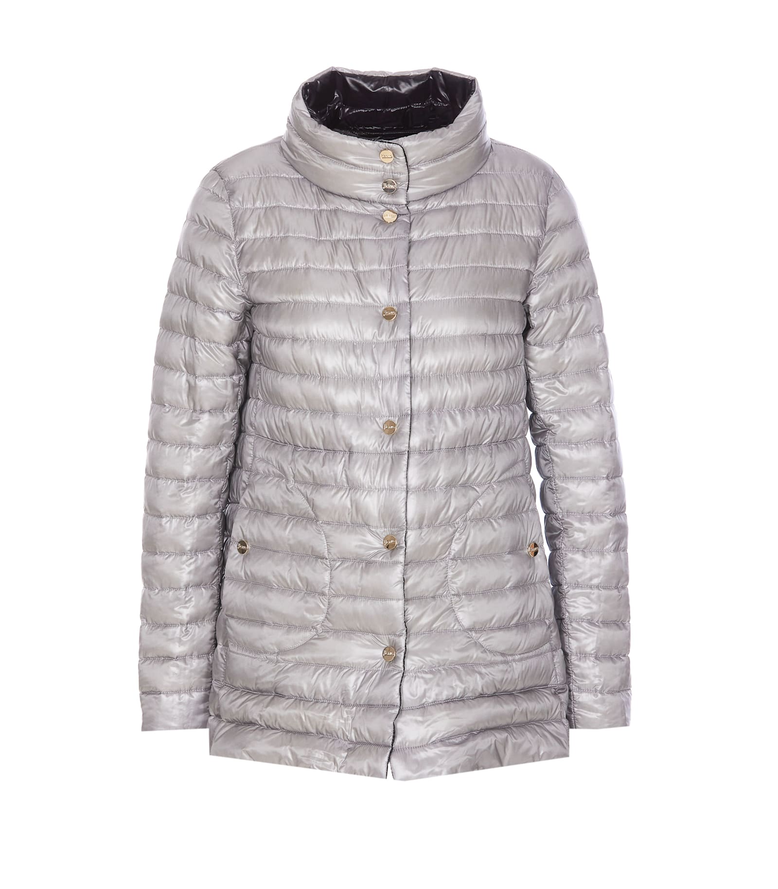 Herno Lightweight Quilted Grey Jacket With High Collar