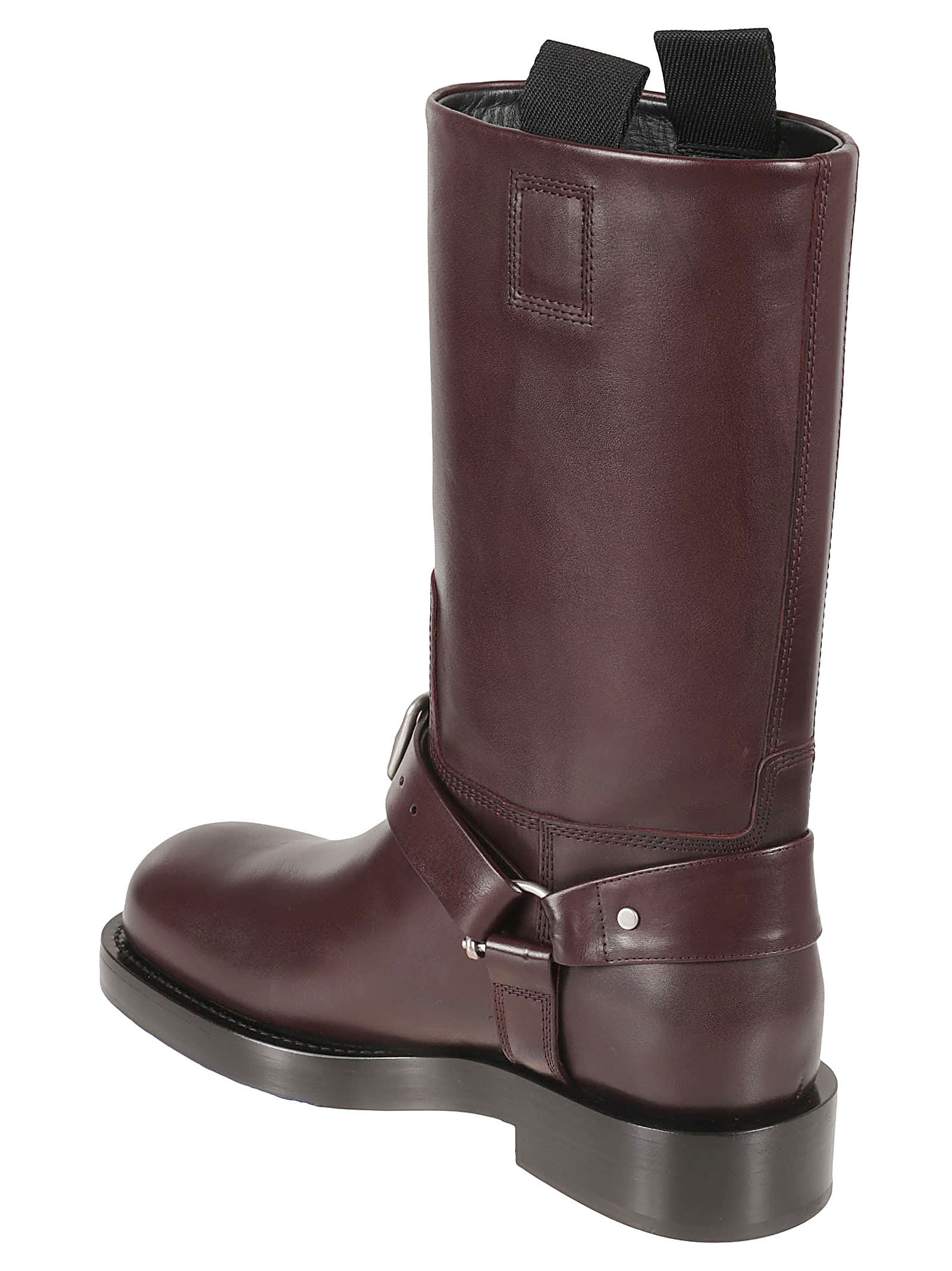 Shop Burberry Saddle Boots In Aubergine