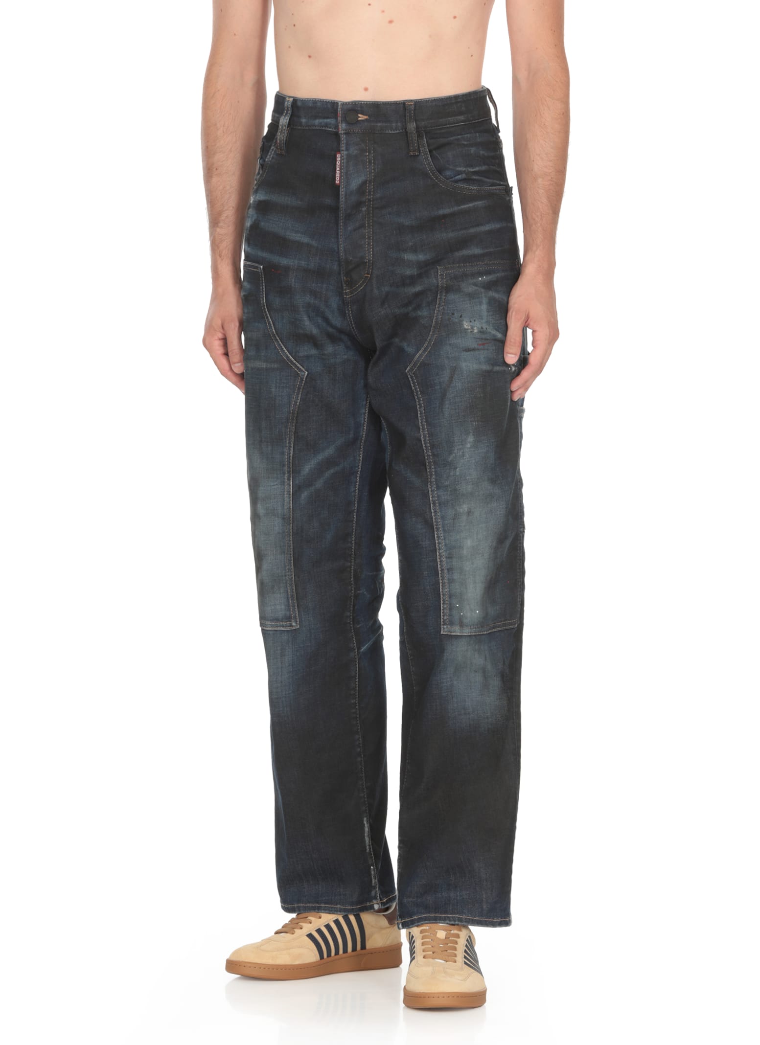 Shop Dsquared2 Painter Loose Jeans In Blue