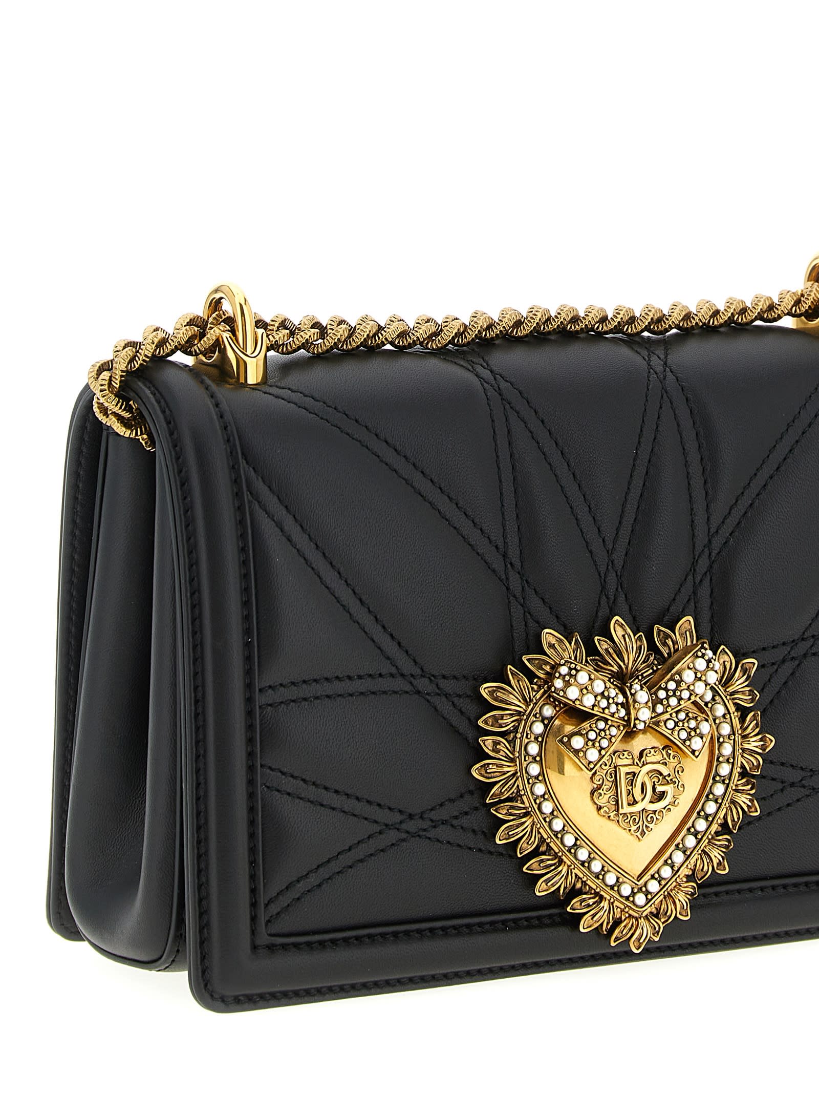 Dolce & Gabbana Devotion Medium Shoulder Bag In Black