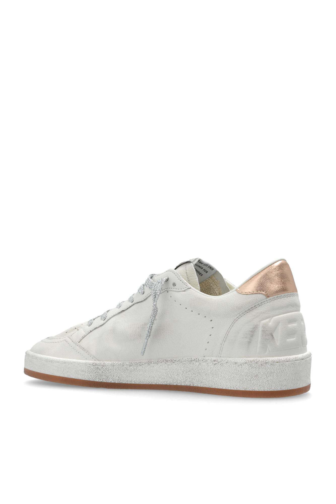 Shop Golden Goose Ball Star Sneakers In White/smoke Blue/peach