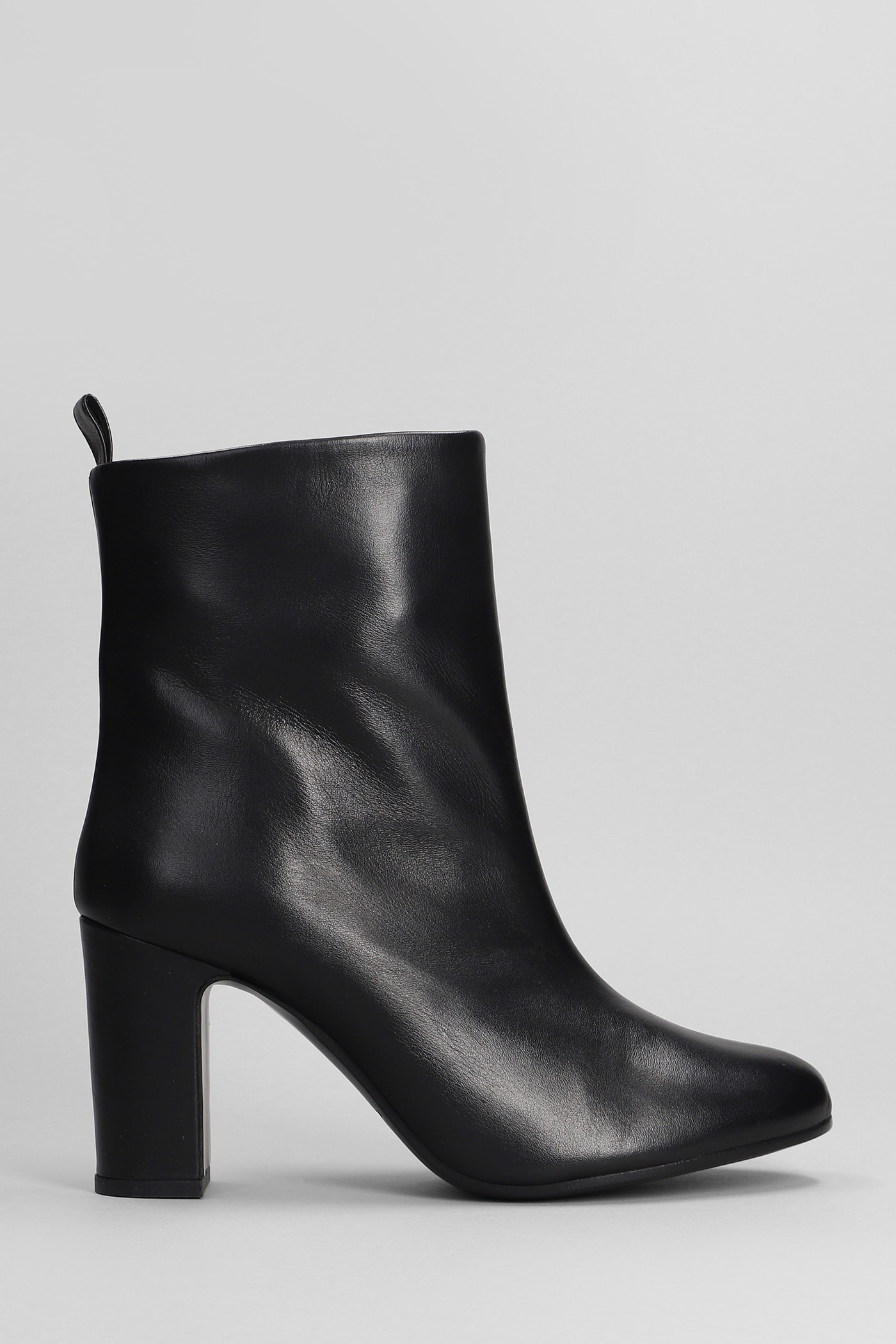 High Heels Ankle Boots In Black Leather