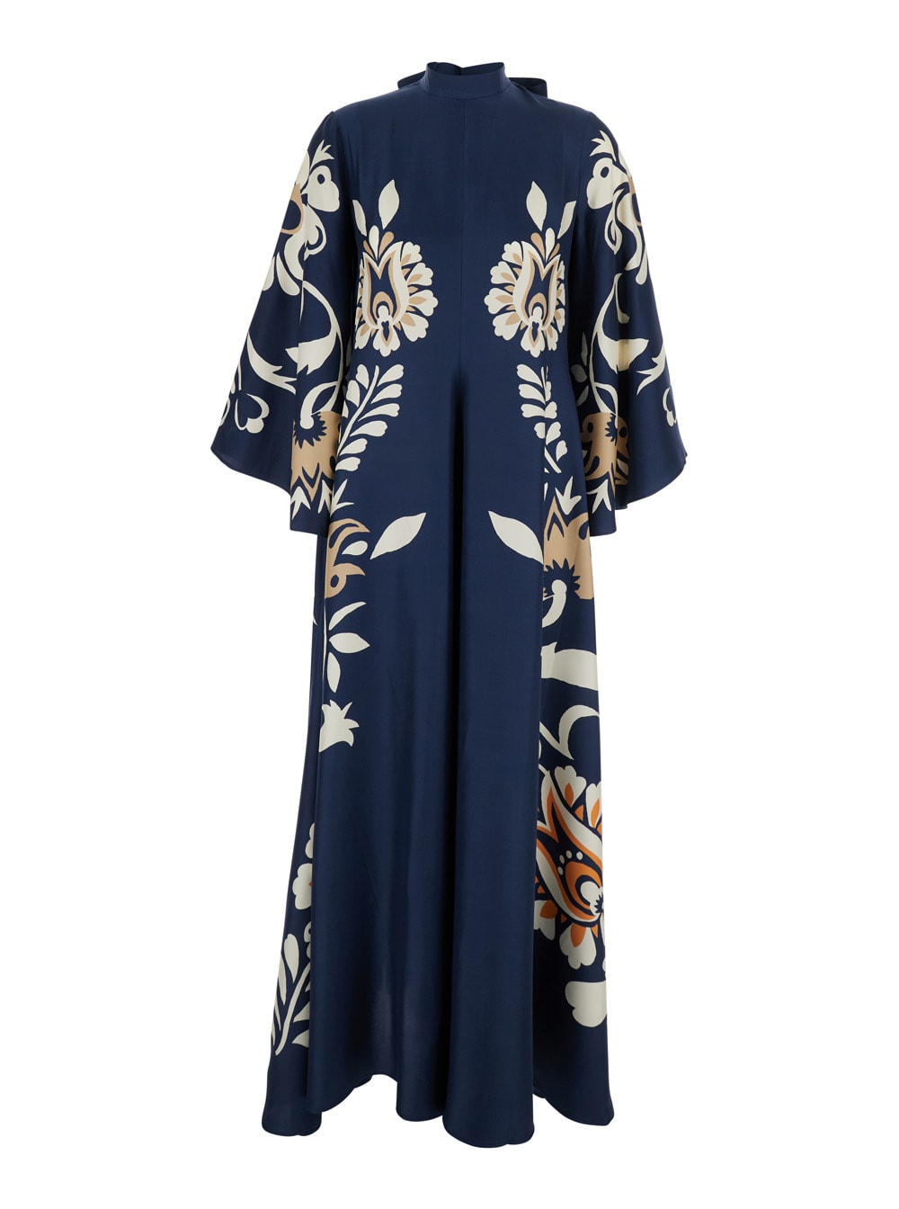 La Doublej Scarf-detailed Printed Silk-twill Maxi Dress In Multi