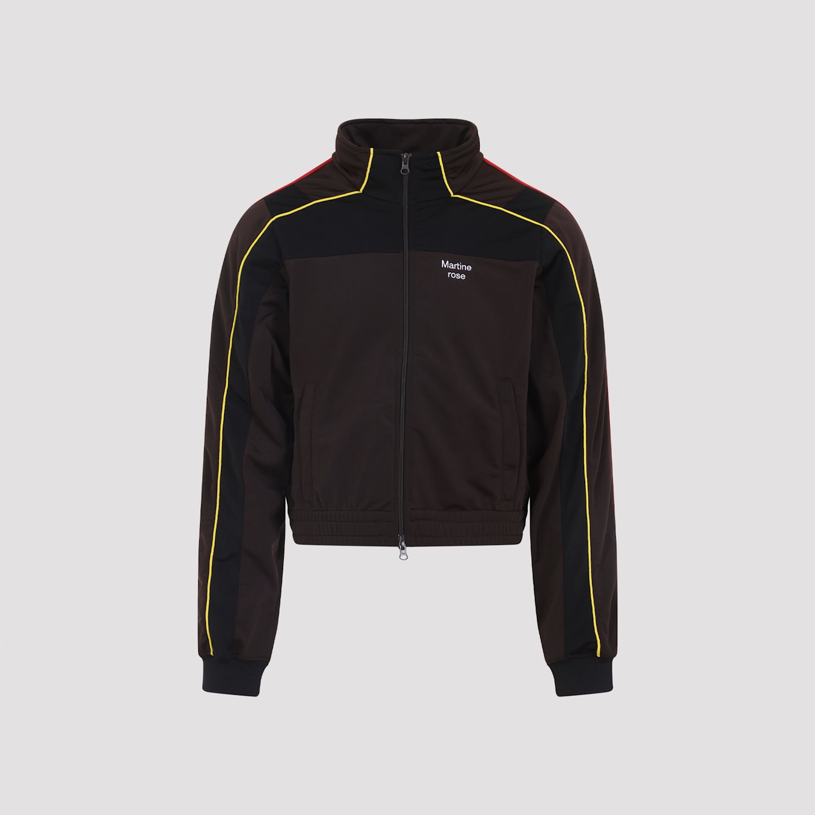 Martine Rose High Collar Track Jacket With Side Pockets In Brown
