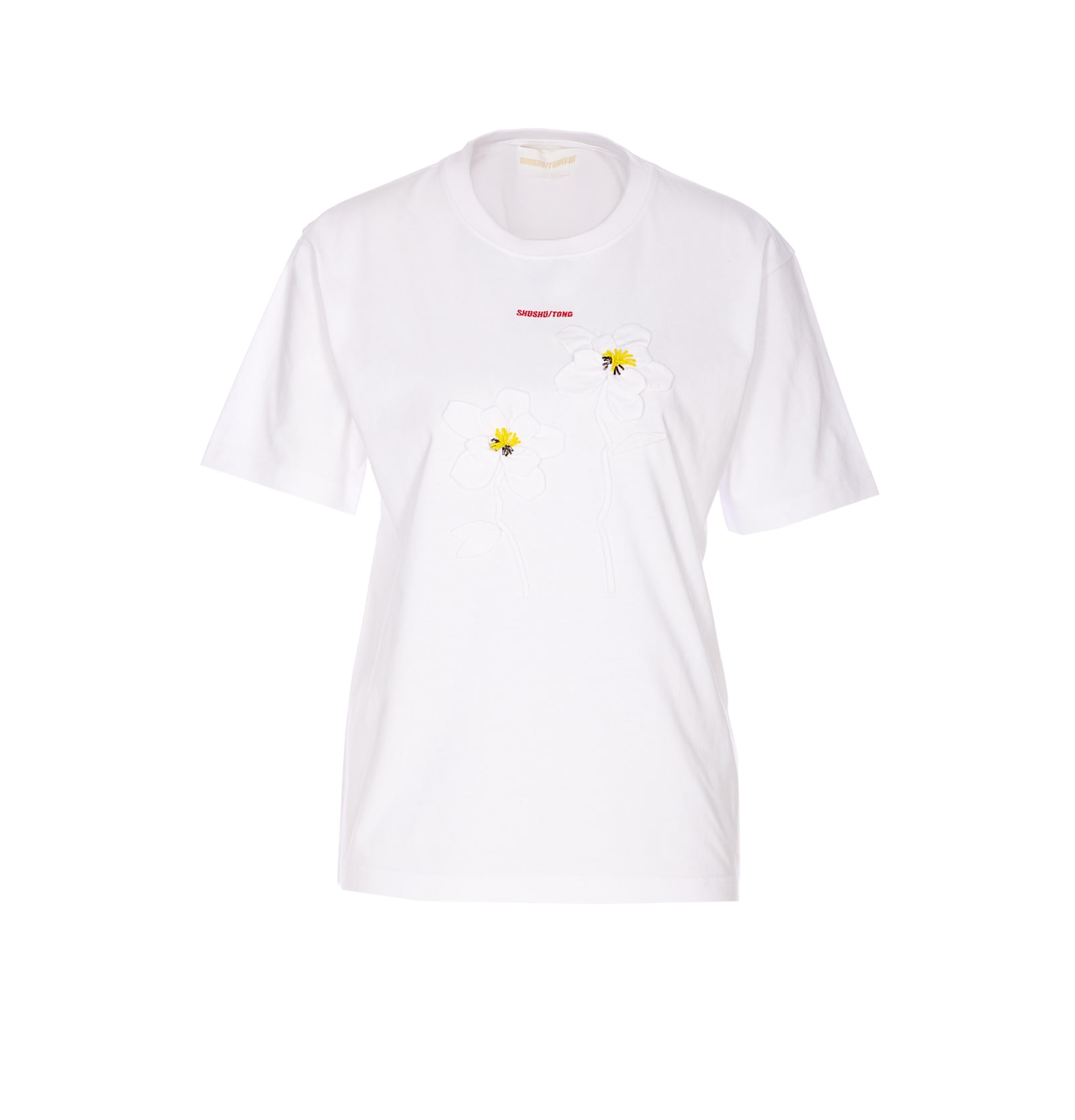 Shushu-tong Hand Sewn Flower T-shirt In White