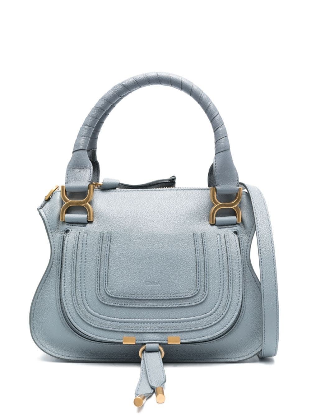 CHLOÉ MARCIE SMALL BAG IN STORM BLUE GRAINED LEATHER